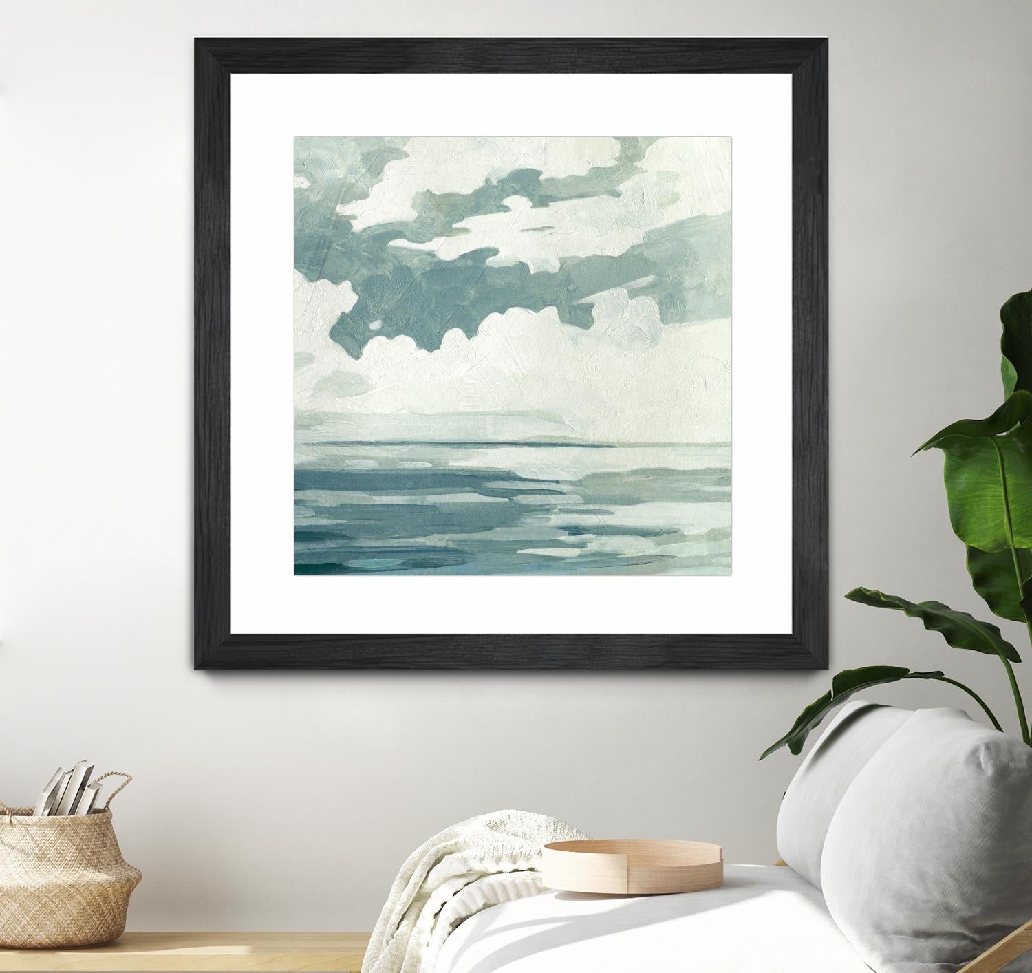Textured Blue Seascape I by Emma Caroline on GIANT ART - beige landscapes & seascapes abstract
