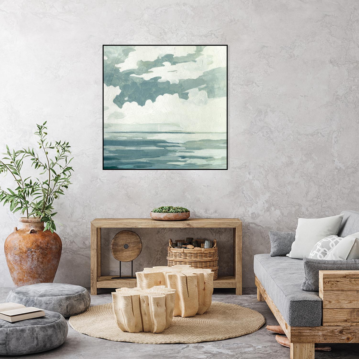Textured Blue Seascape I by Emma Caroline on GIANT ART - beige landscapes & seascapes abstract