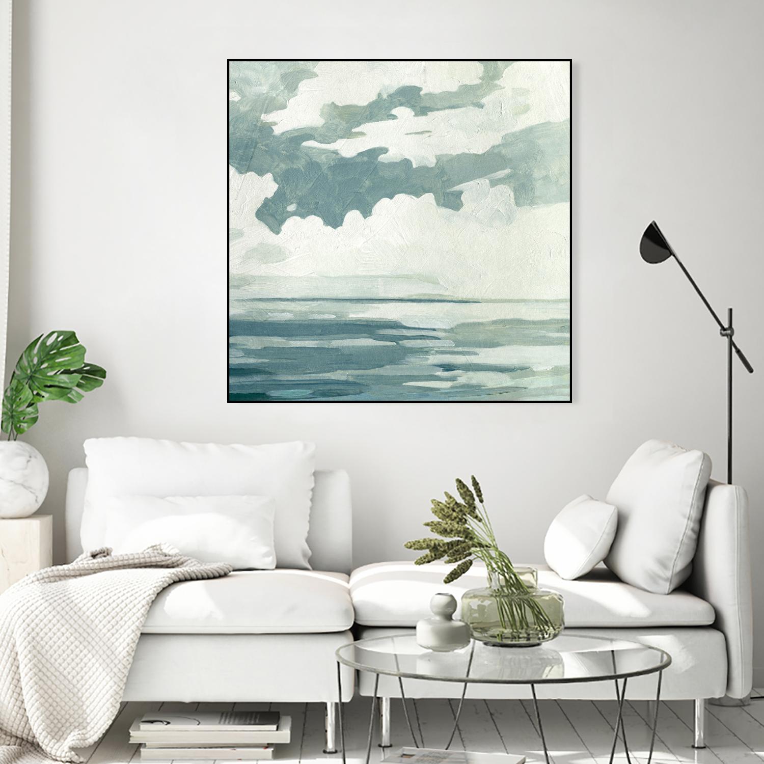 Textured Blue Seascape I by Emma Caroline on GIANT ART - beige landscapes & seascapes abstract