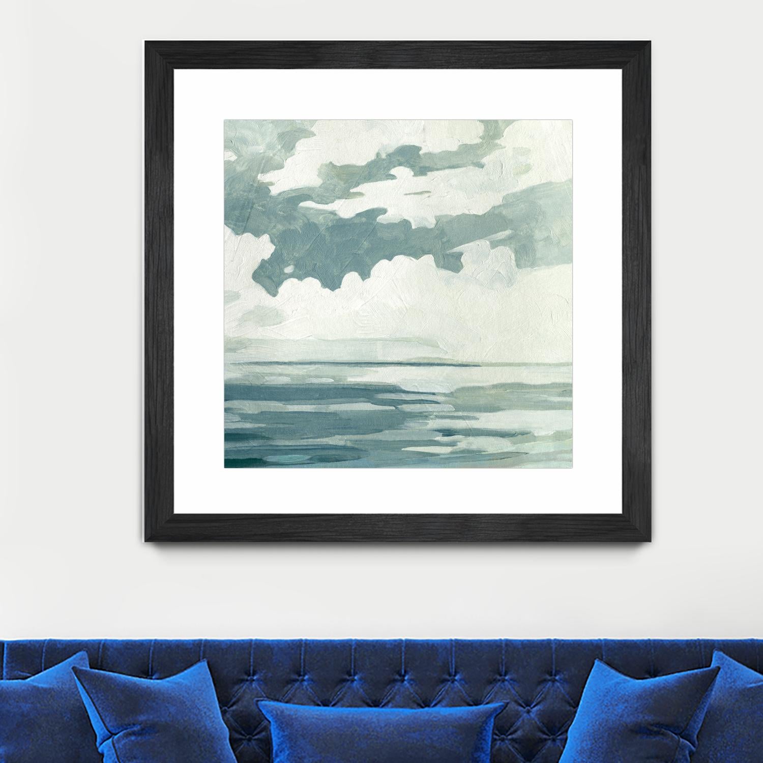 Textured Blue Seascape I by Emma Caroline on GIANT ART - beige landscapes & seascapes abstract