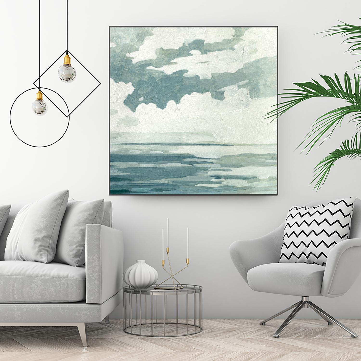 Textured Blue Seascape I by Emma Caroline on GIANT ART - beige landscapes & seascapes abstract