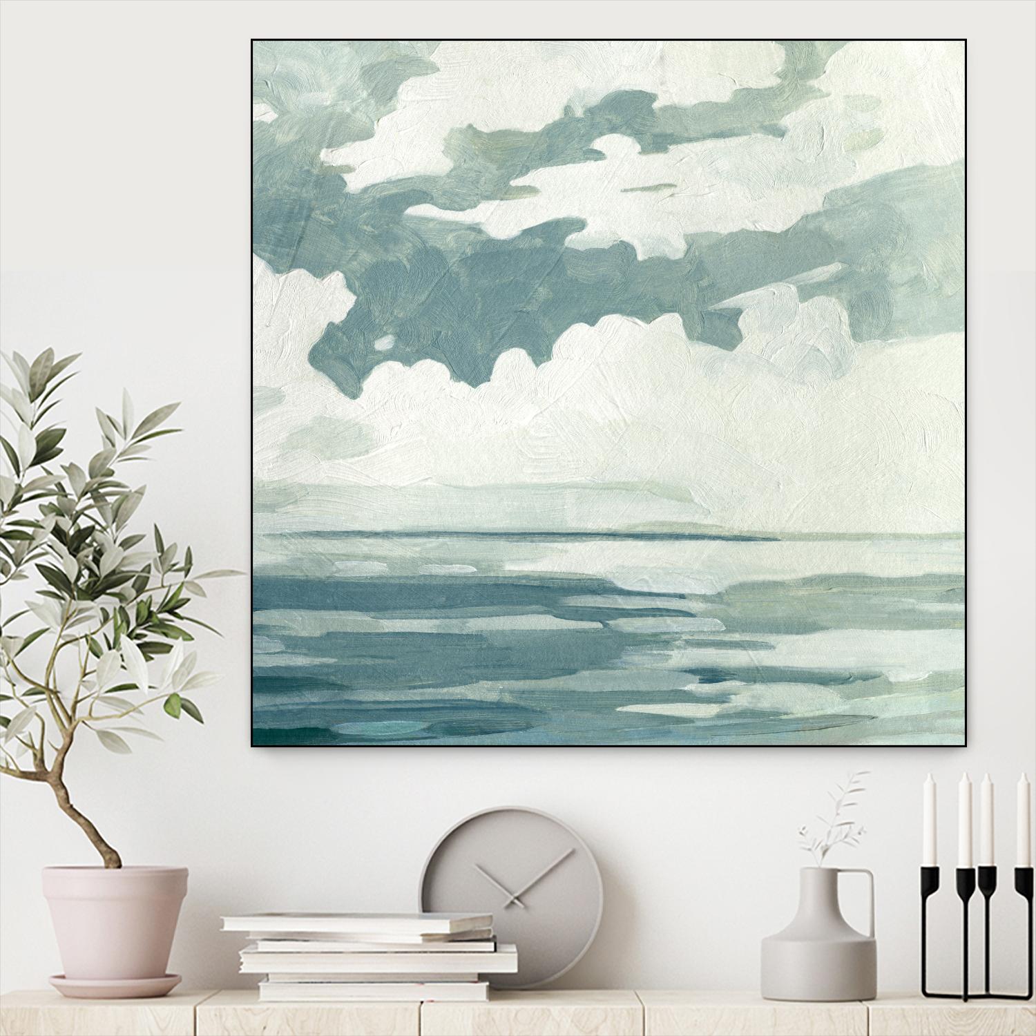 Textured Blue Seascape I by Emma Caroline on GIANT ART - beige landscapes & seascapes abstract