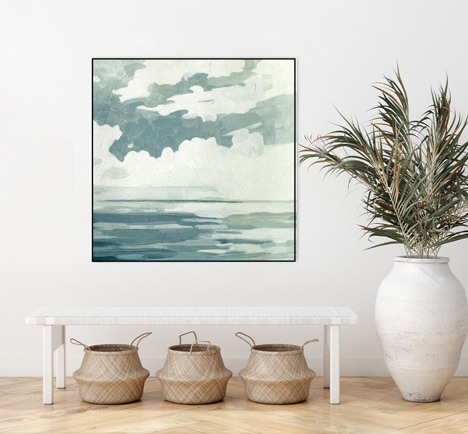 Textured Blue Seascape I by Emma Caroline on GIANT ART - beige landscapes & seascapes abstract