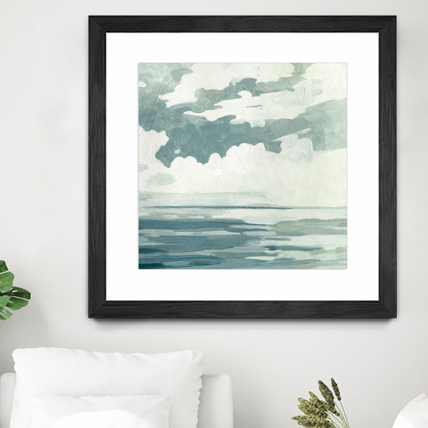 Textured Blue Seascape I by Emma Caroline on GIANT ART - beige landscapes & seascapes abstract