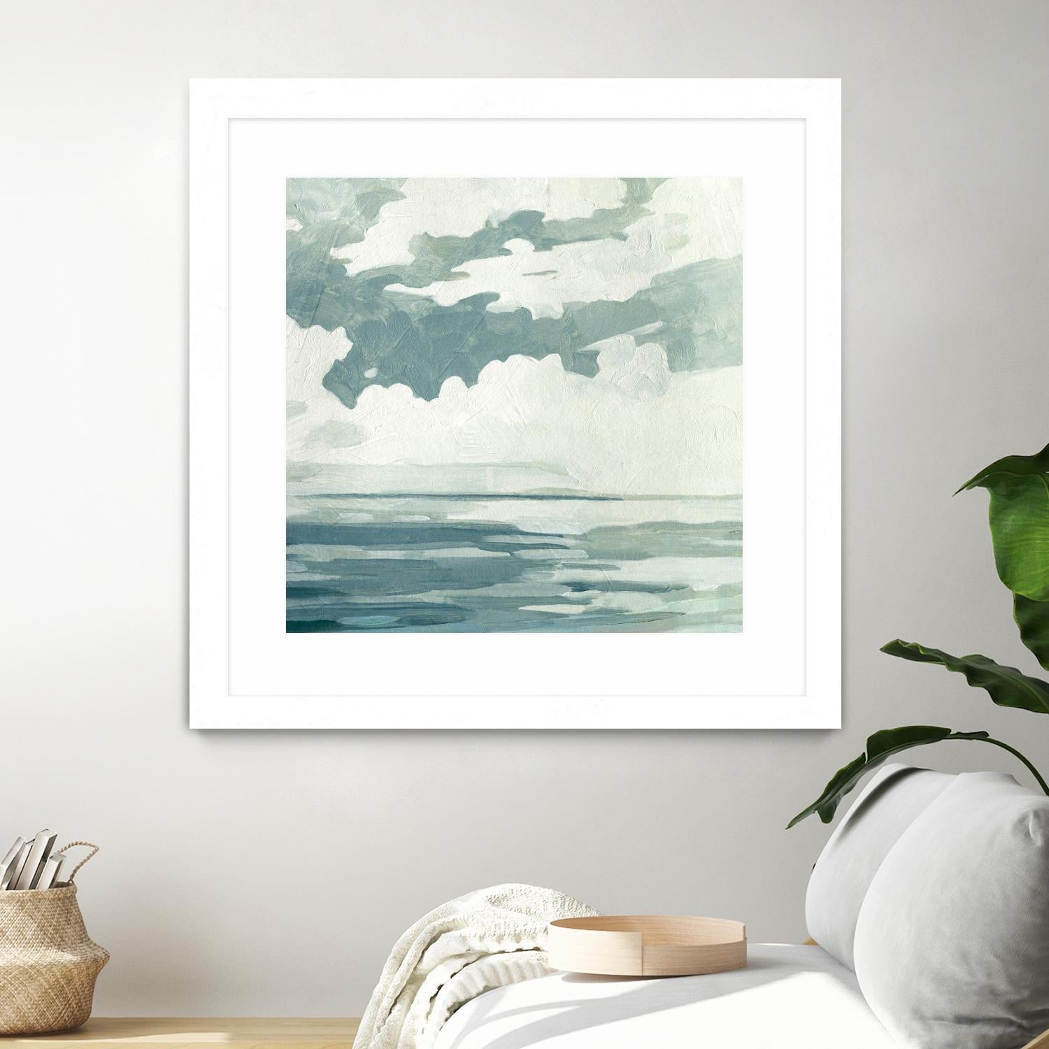 Textured Blue Seascape I by Emma Caroline on GIANT ART - beige landscapes & seascapes abstract