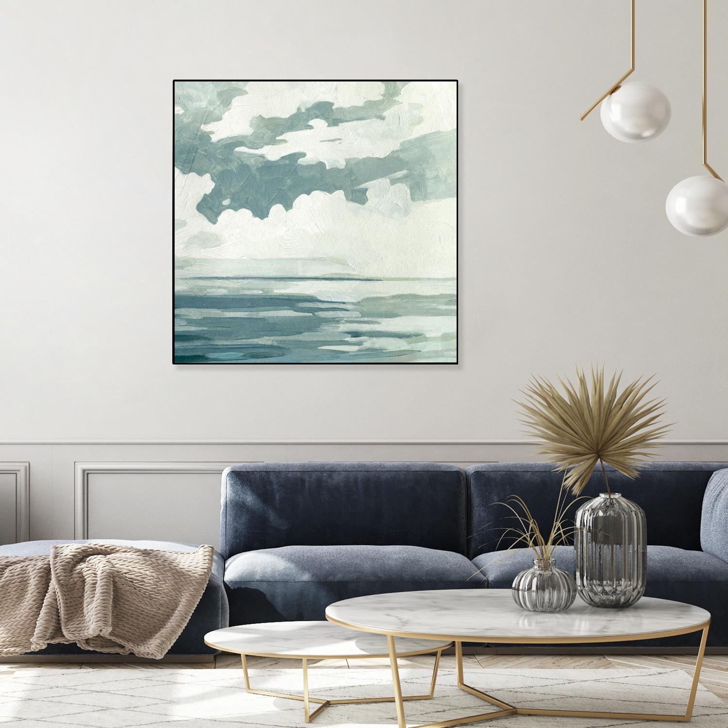 Textured Blue Seascape I by Emma Caroline on GIANT ART - beige landscapes & seascapes abstract