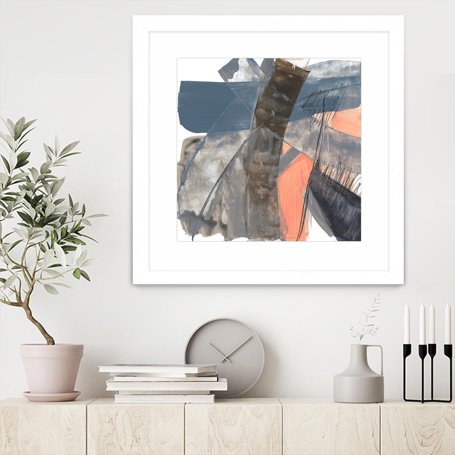 Neutrals & Coral II by Jennifer Goldberger on GIANT ART - grey  abstract abstract