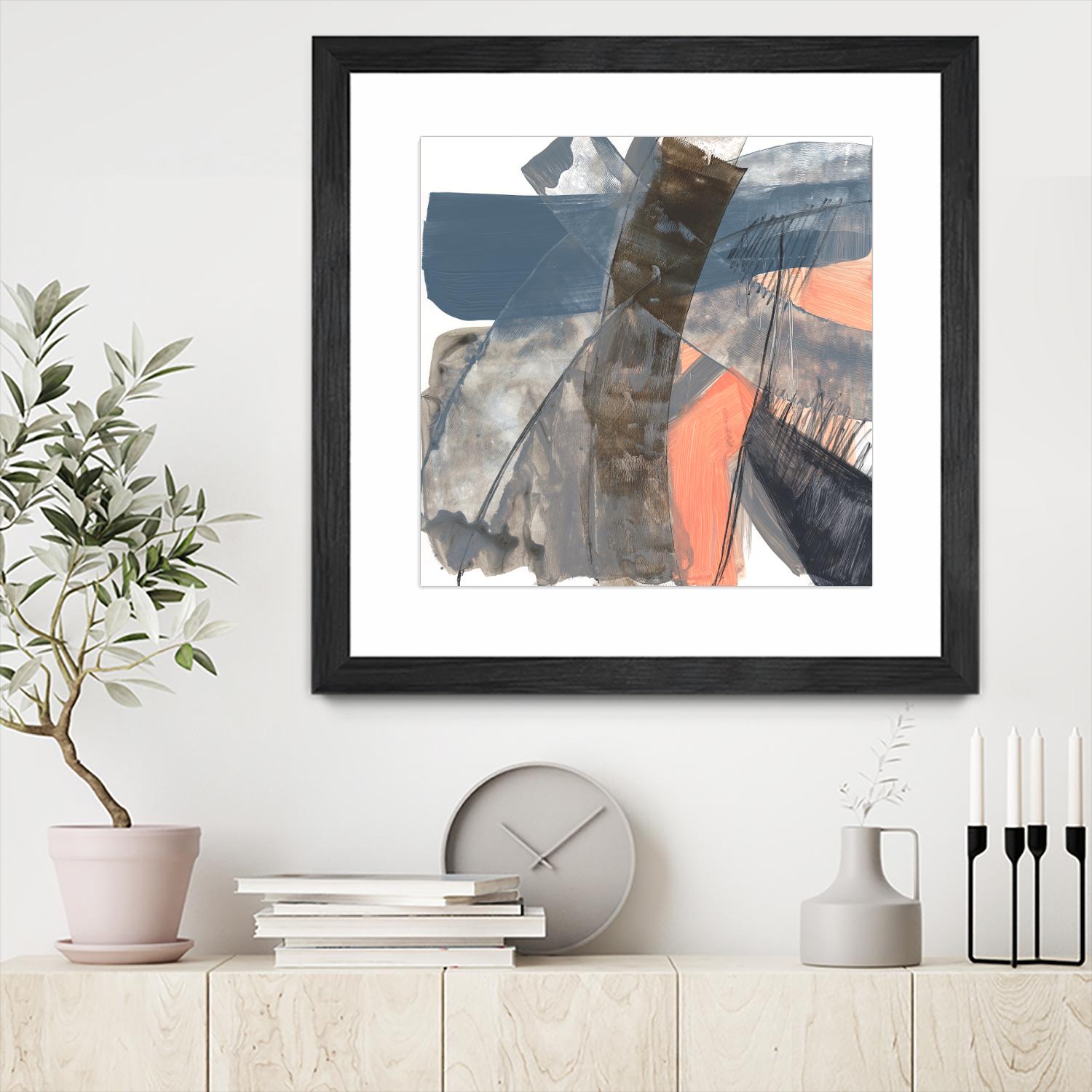 Neutrals & Coral II by Jennifer Goldberger on GIANT ART - grey  abstract abstract