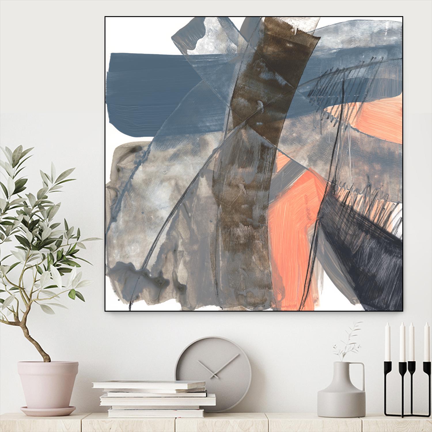 Neutrals & Coral II by Jennifer Goldberger on GIANT ART - grey  abstract abstract