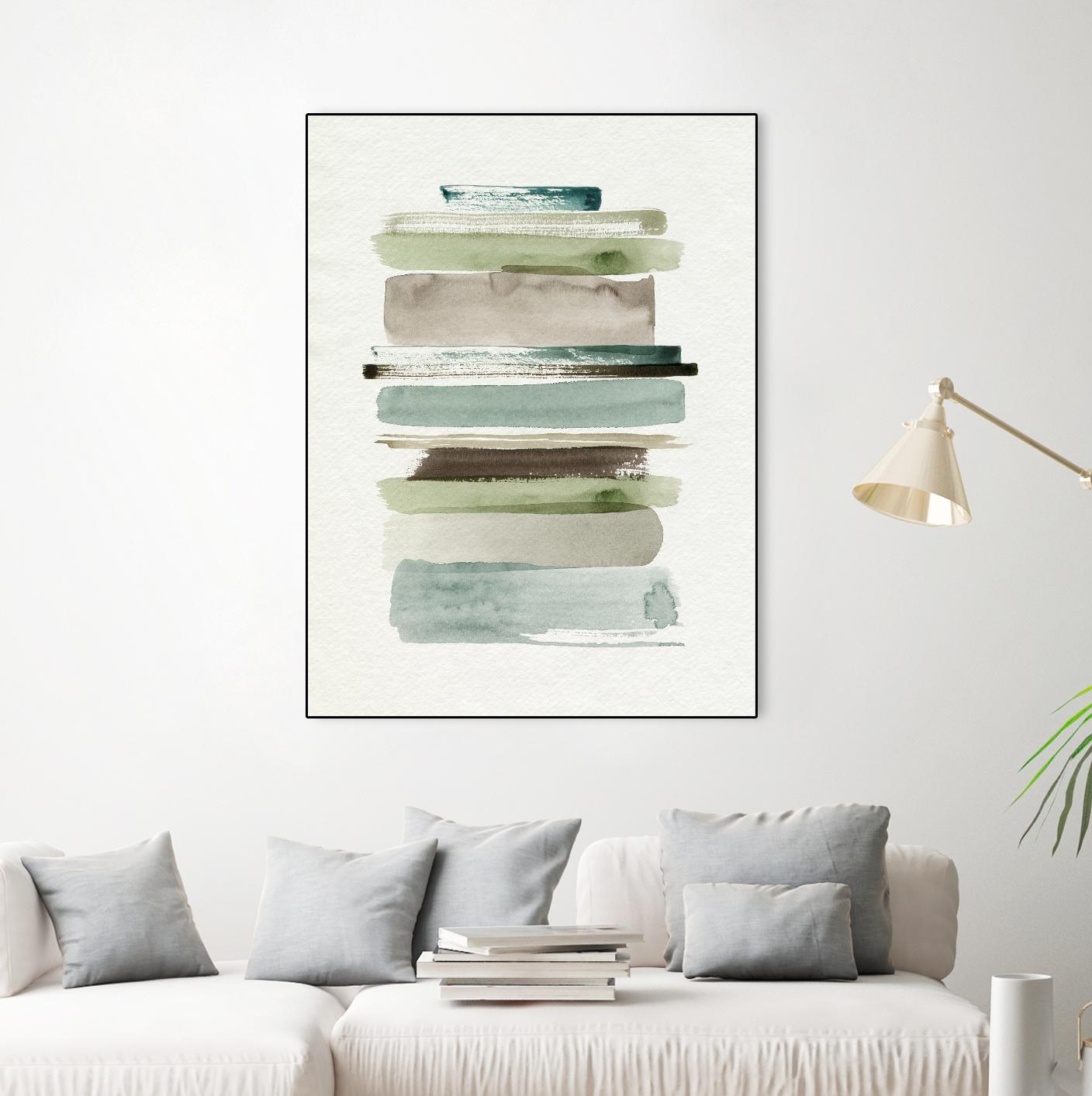 Grass Stains II by Grace Popp on GIANT ART - beige abstract stripe