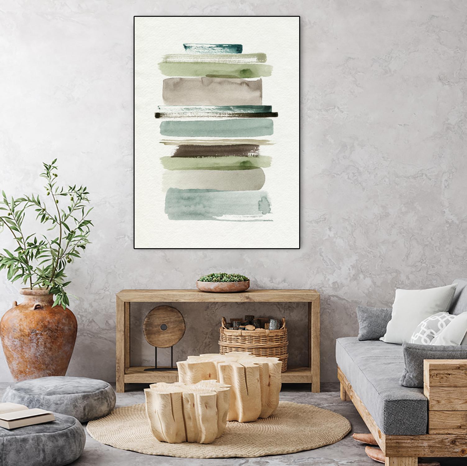 Grass Stains II by Grace Popp on GIANT ART - beige abstract stripe