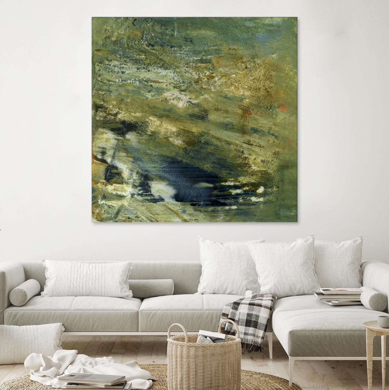 Encaustic Tile in Green VI by Sharon Gordon on GIANT ART - green abstract abstract