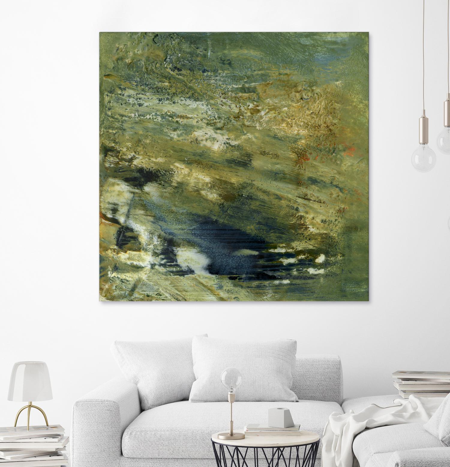 Encaustic Tile in Green VI by Sharon Gordon on GIANT ART - green abstract abstract