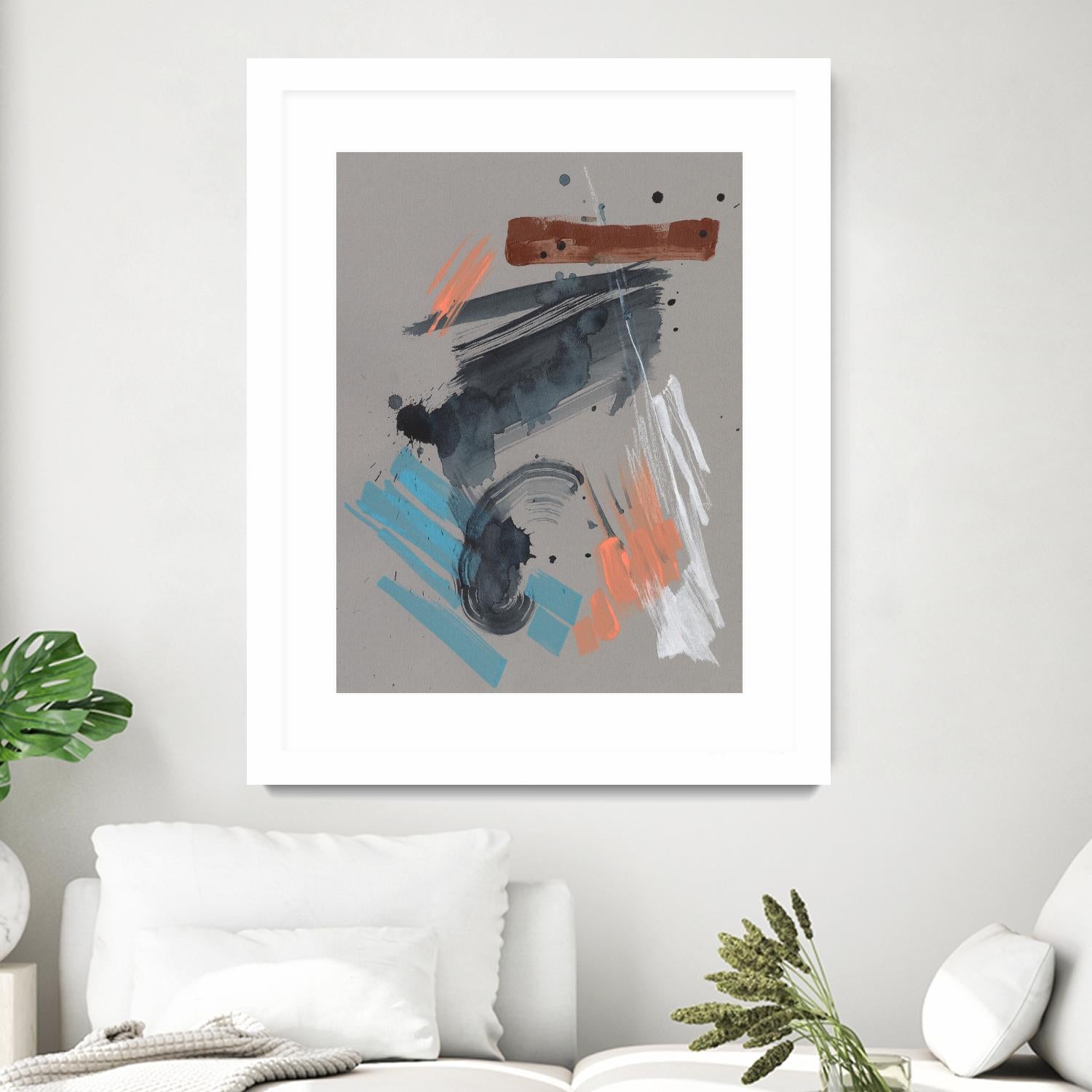 Playful Marks II by Jennifer Goldberger on GIANT ART - orange abstract abstract