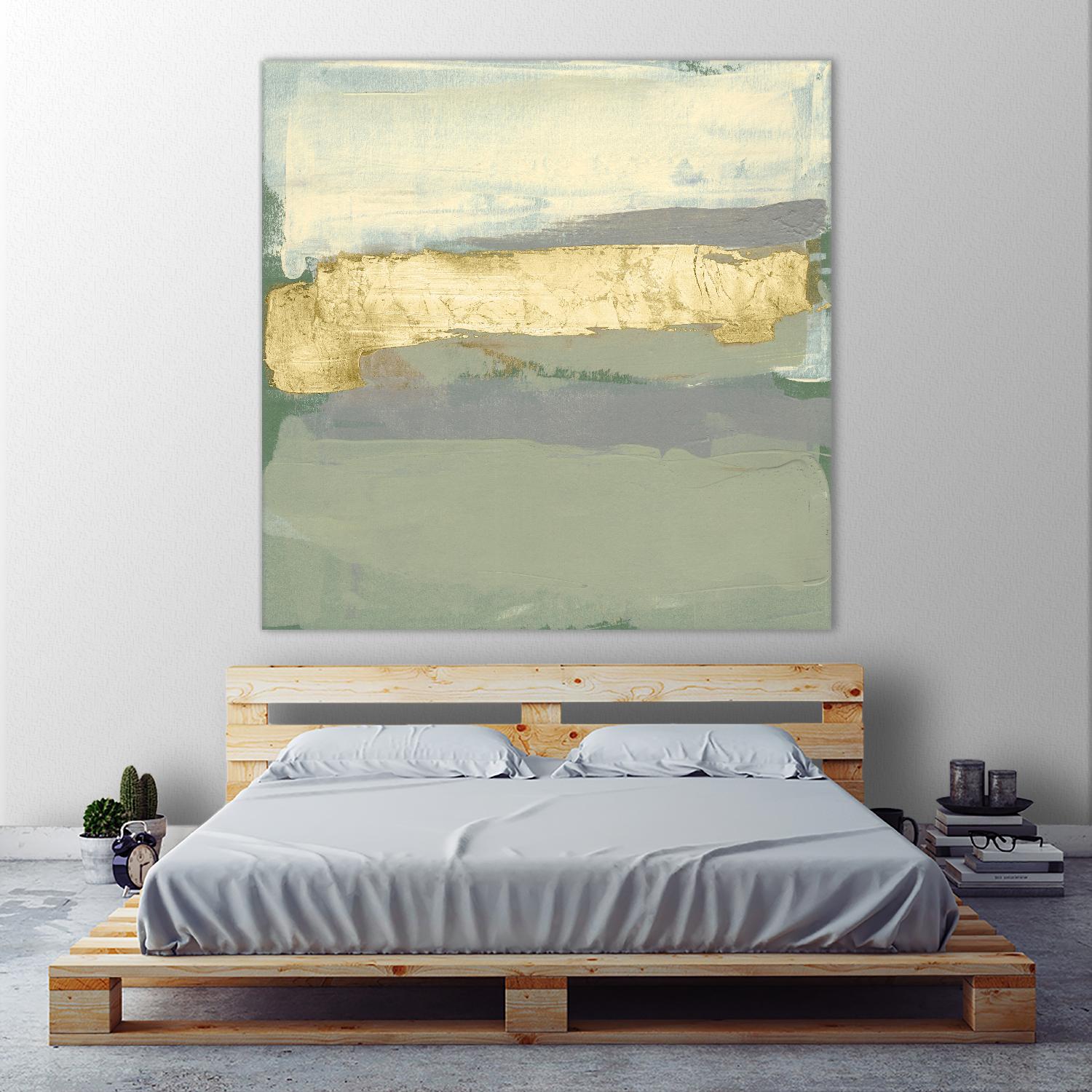 Sage & Gold Swipe I by Jennifer Goldberger on GIANT ART - gold abstract abstract