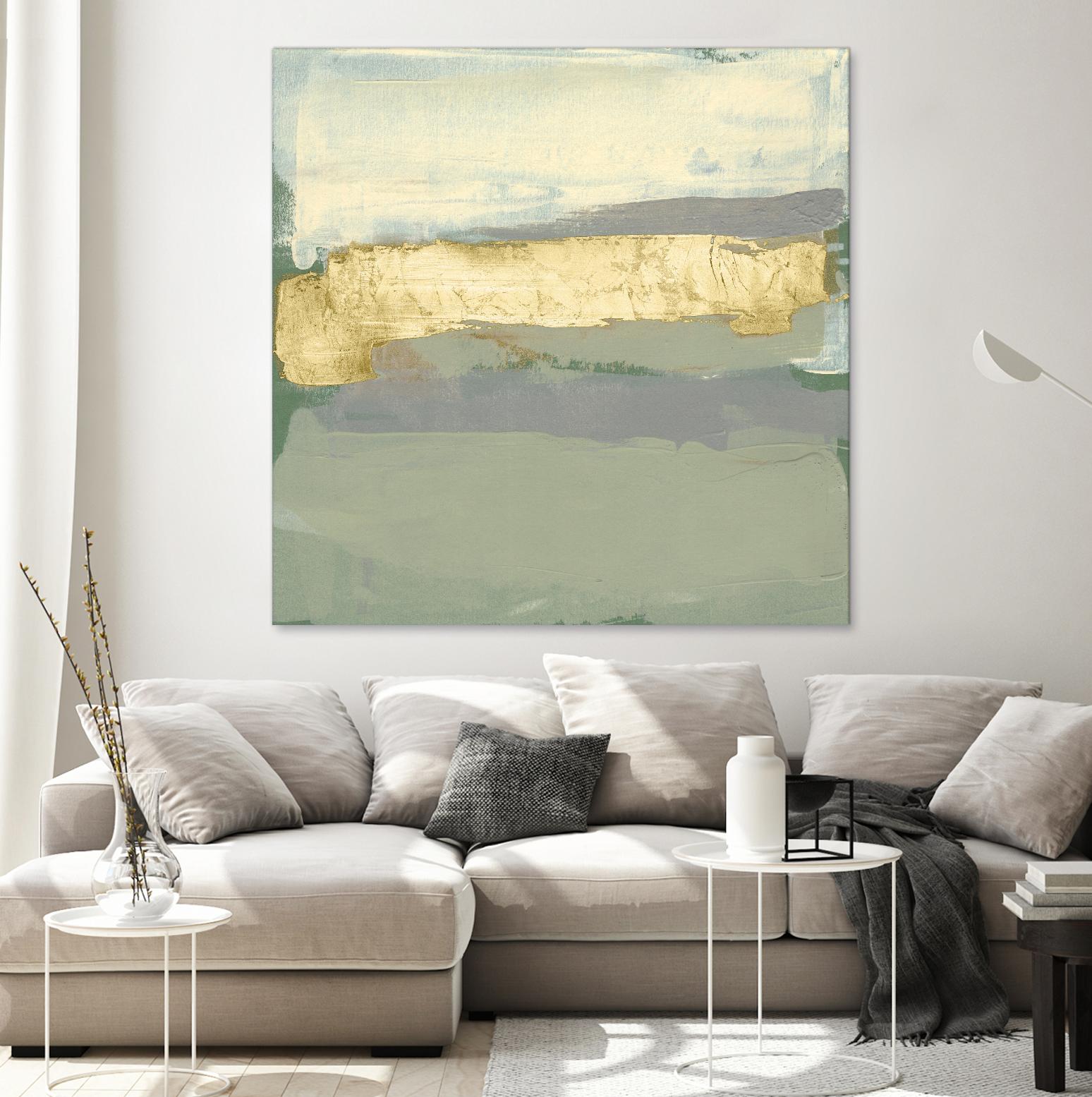 Sage & Gold Swipe I by Jennifer Goldberger on GIANT ART - gold abstract abstract