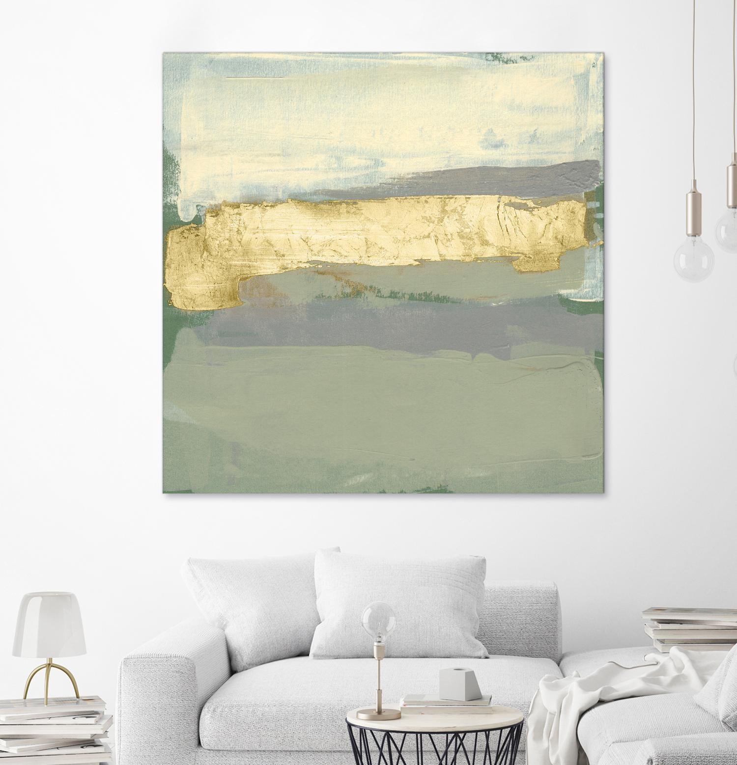 Sage & Gold Swipe I by Jennifer Goldberger on GIANT ART - gold abstract abstract