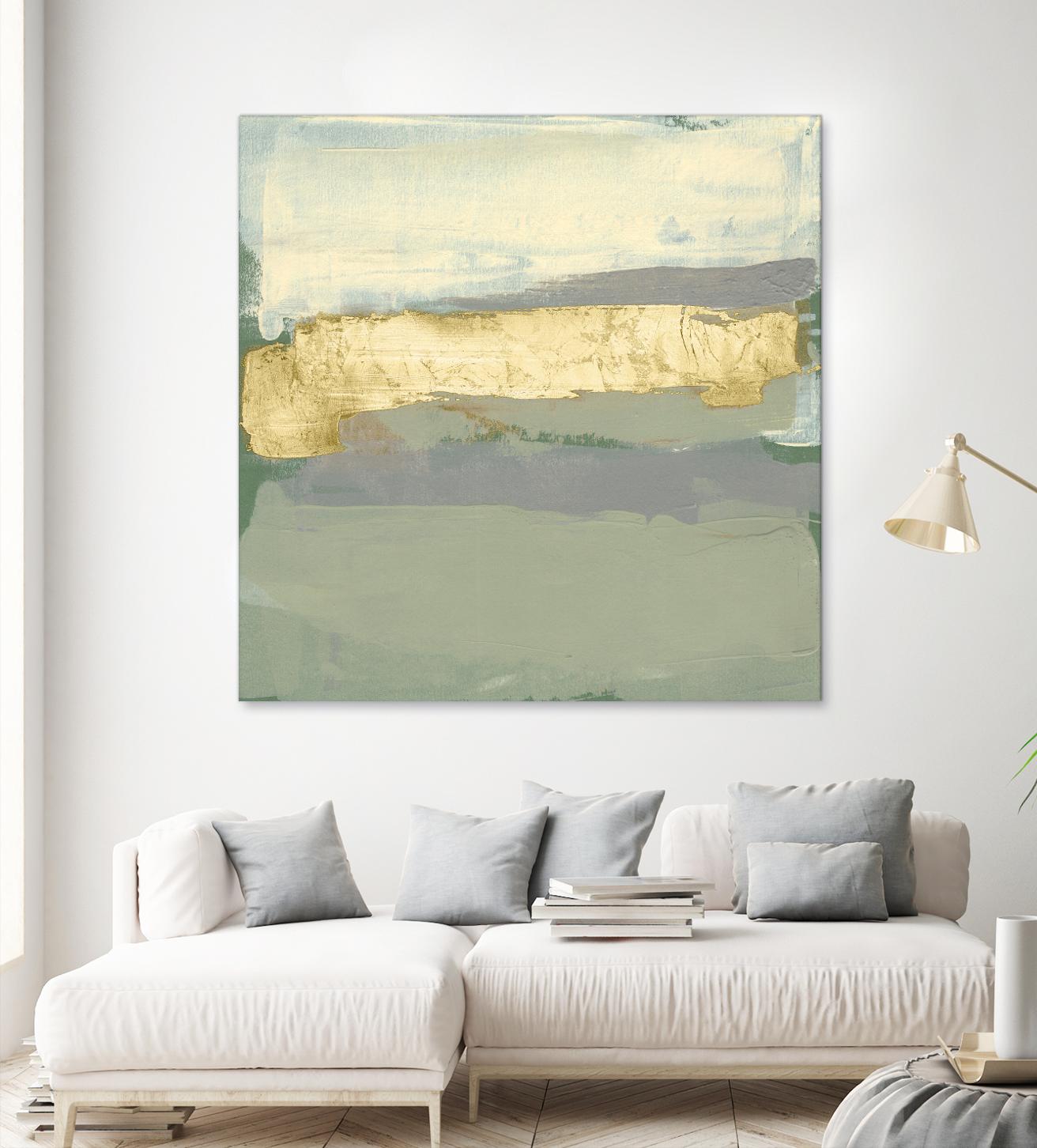 Sage & Gold Swipe I by Jennifer Goldberger on GIANT ART - gold abstract abstract