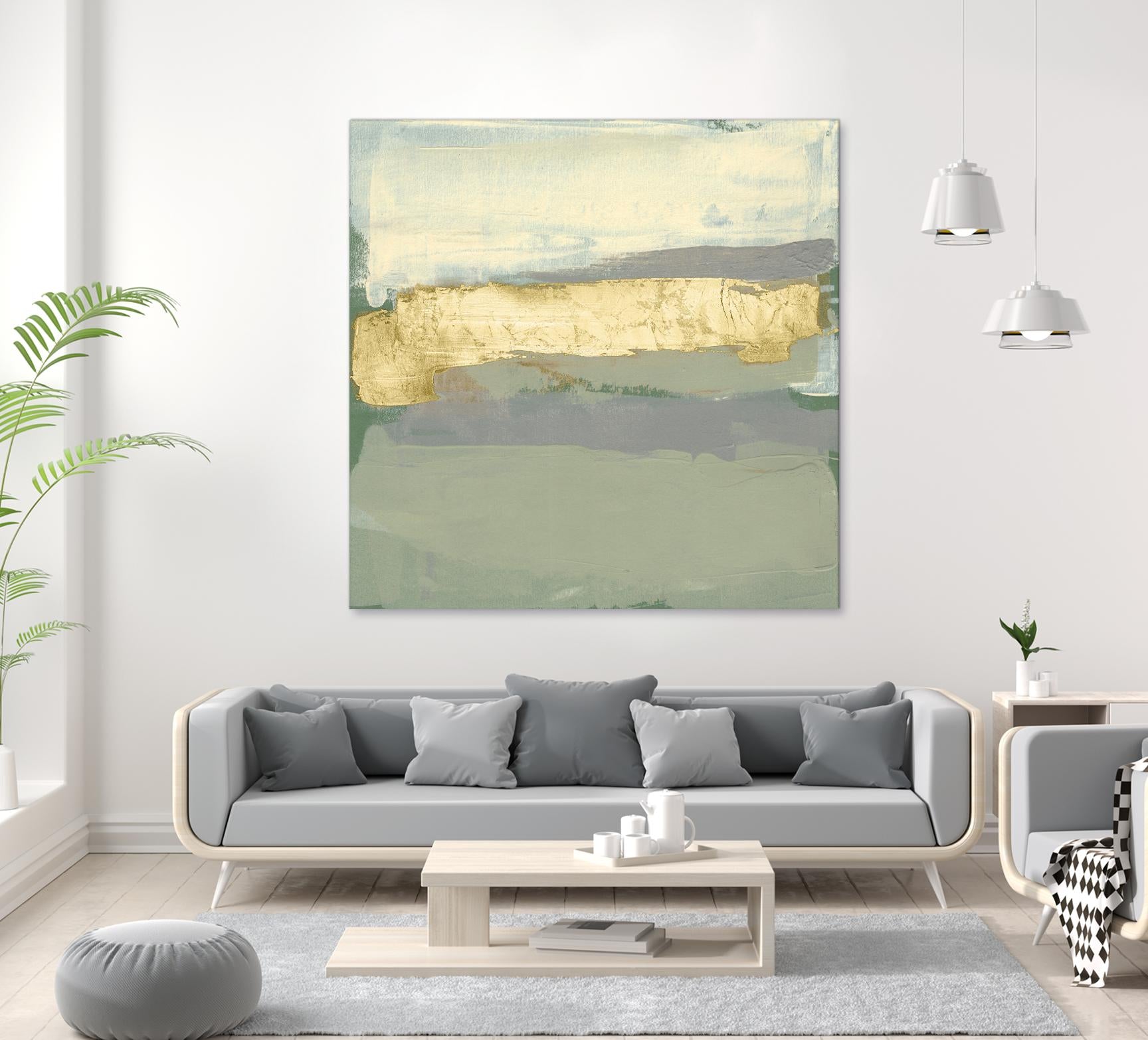 Sage & Gold Swipe I by Jennifer Goldberger on GIANT ART - gold abstract abstract