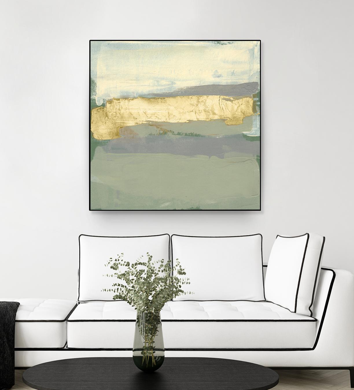 Sage & Gold Swipe I by Jennifer Goldberger on GIANT ART - gold abstract abstract
