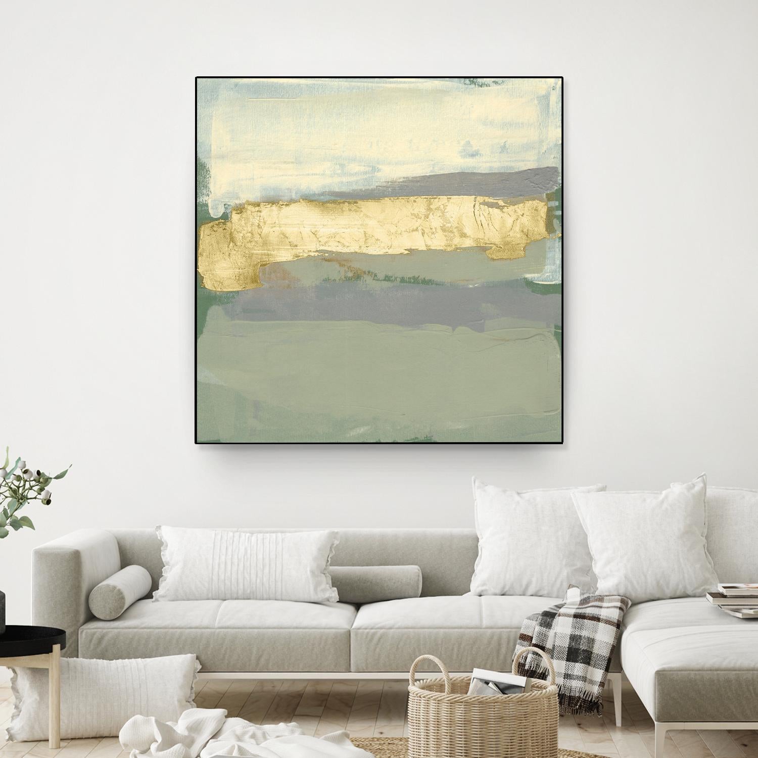 Sage & Gold Swipe I by Jennifer Goldberger on GIANT ART - gold abstract abstract