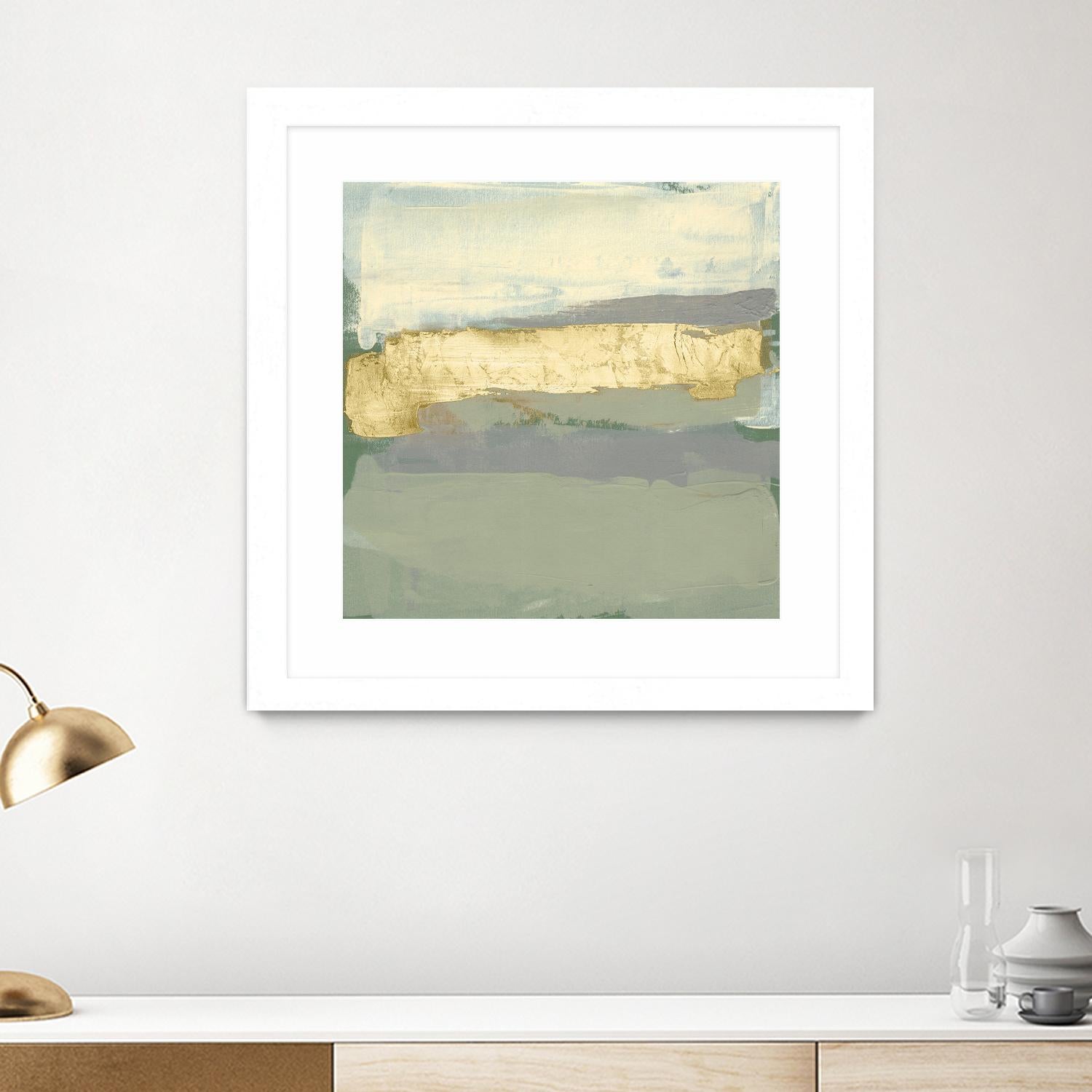 Sage & Gold Swipe I by Jennifer Goldberger on GIANT ART - gold abstract abstract