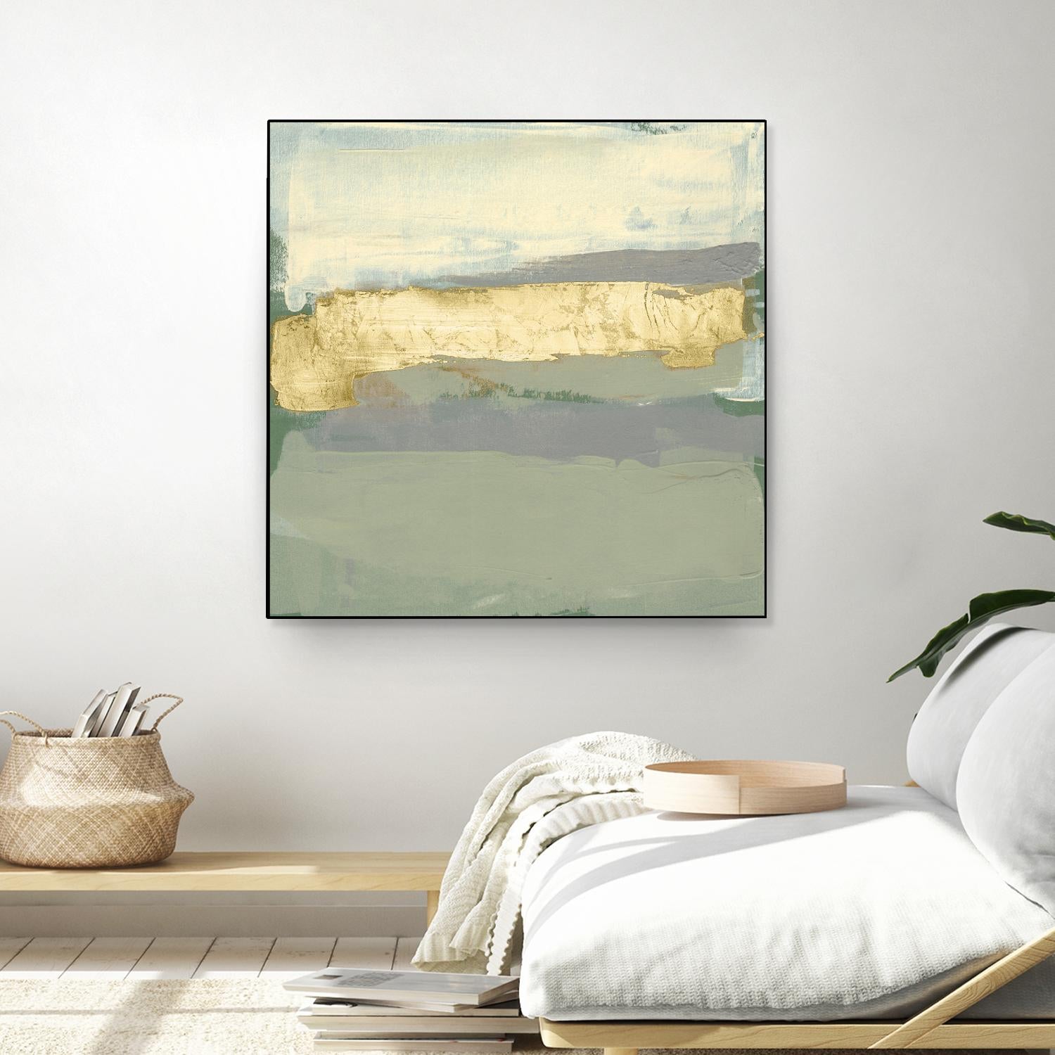 Sage & Gold Swipe I by Jennifer Goldberger on GIANT ART - gold abstract abstract