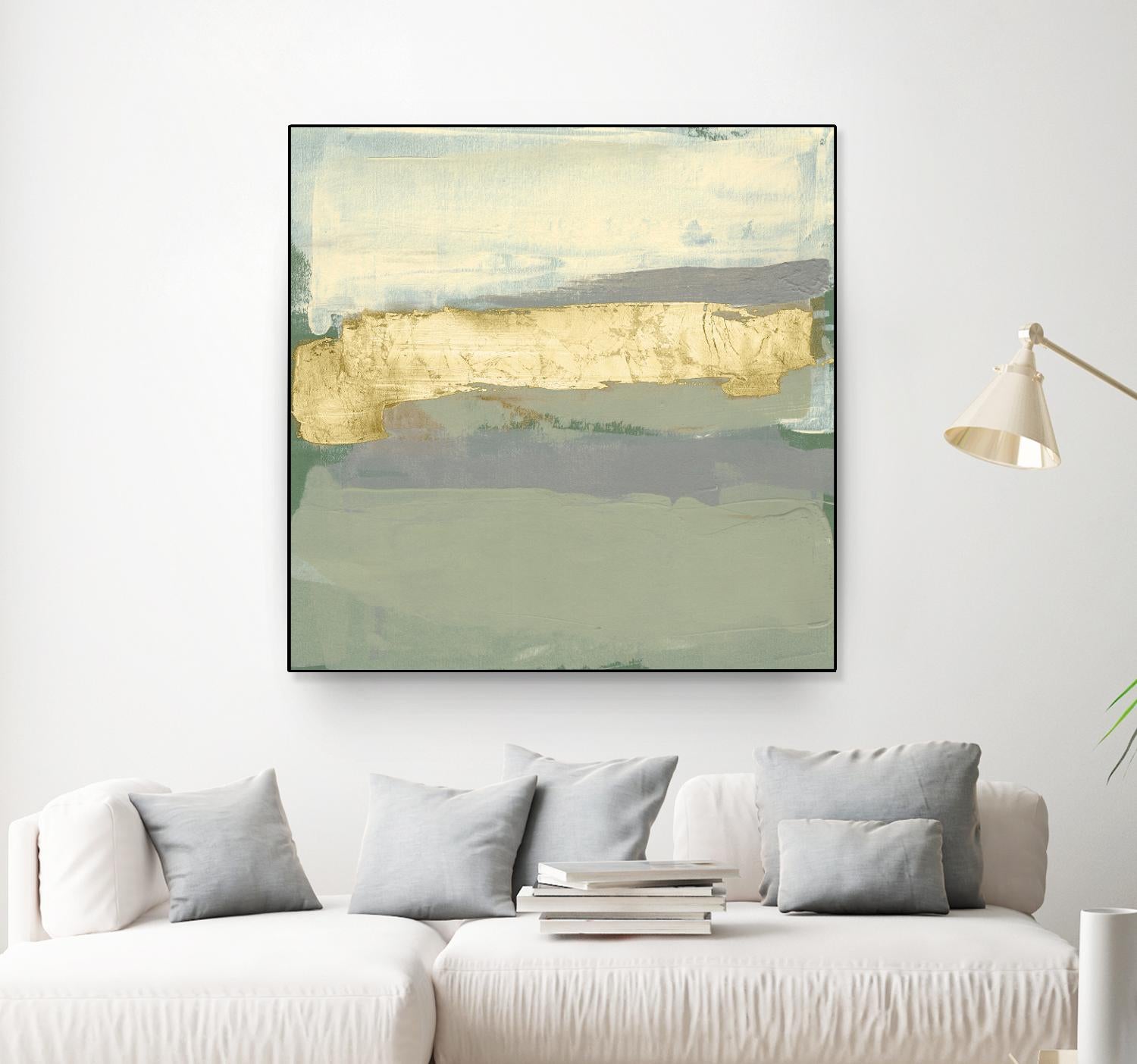 Sage & Gold Swipe I by Jennifer Goldberger on GIANT ART - gold abstract abstract