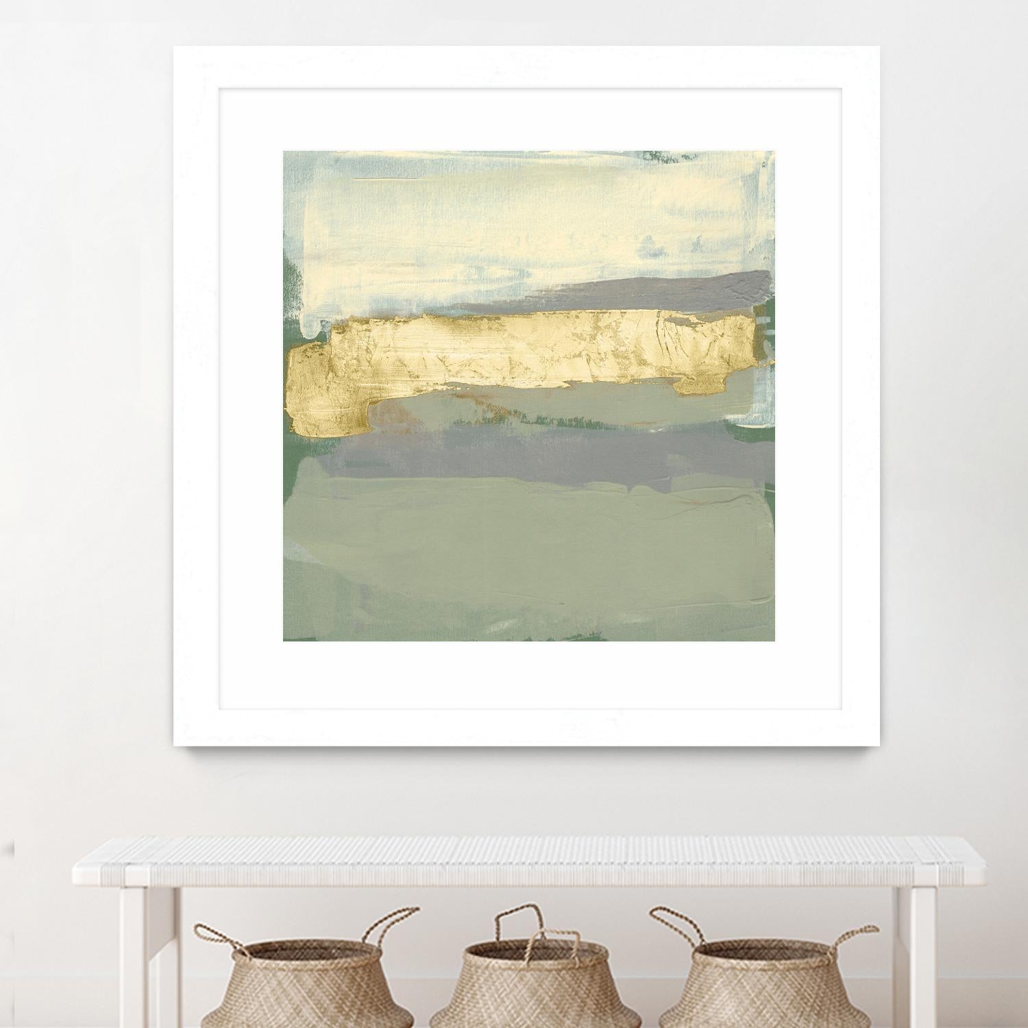 Sage & Gold Swipe I by Jennifer Goldberger on GIANT ART - gold abstract abstract