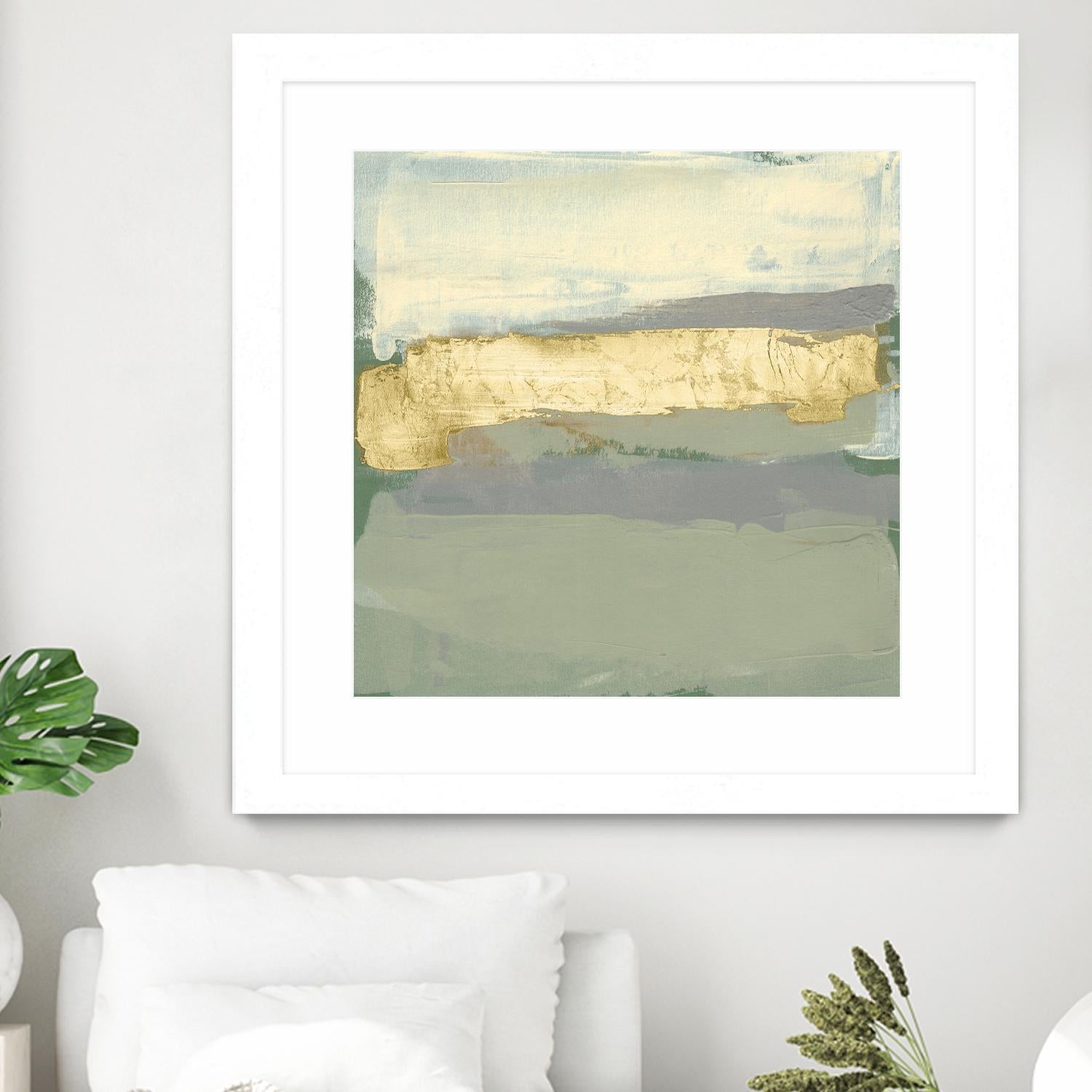 Sage & Gold Swipe I by Jennifer Goldberger on GIANT ART - gold abstract abstract