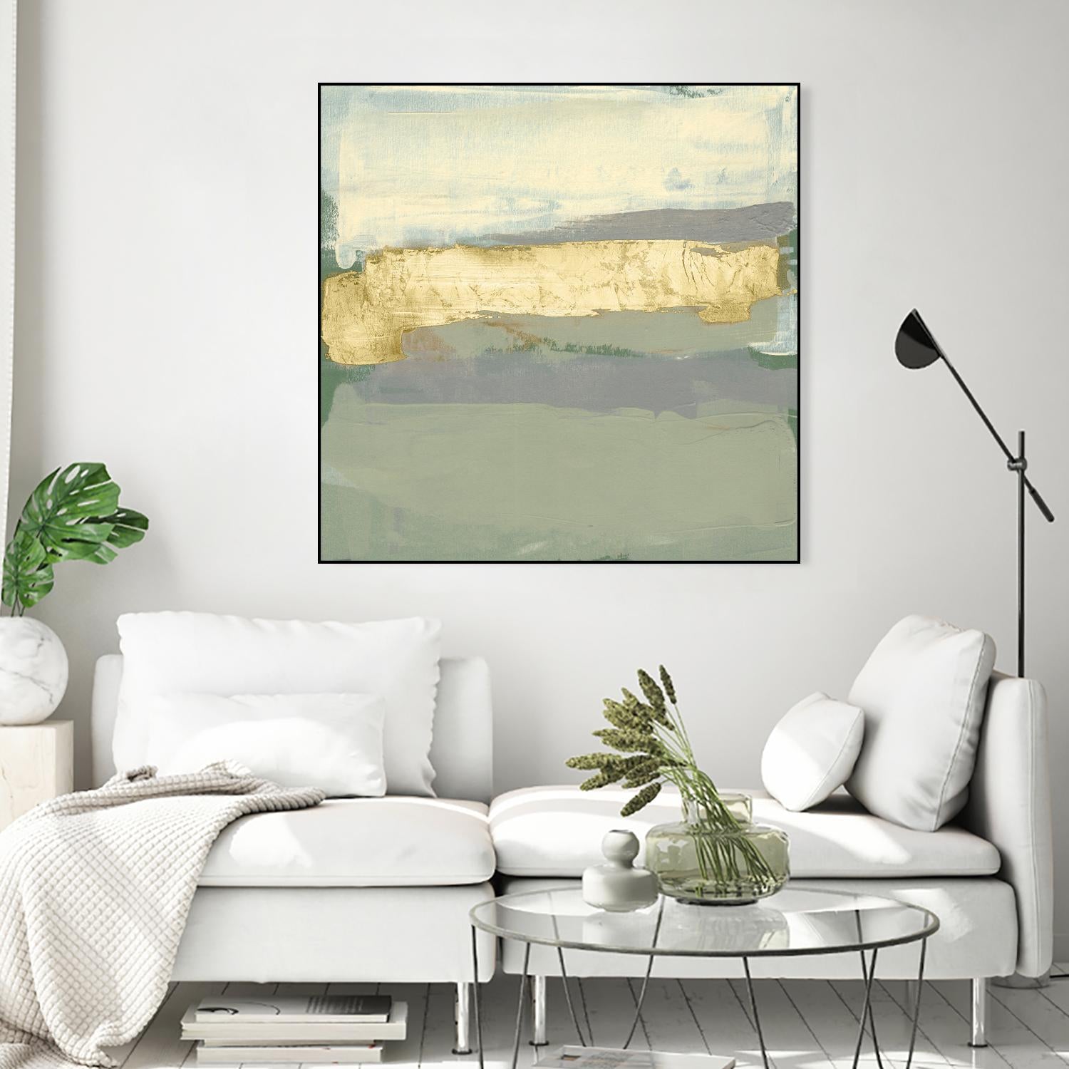 Sage & Gold Swipe I by Jennifer Goldberger on GIANT ART - gold abstract abstract