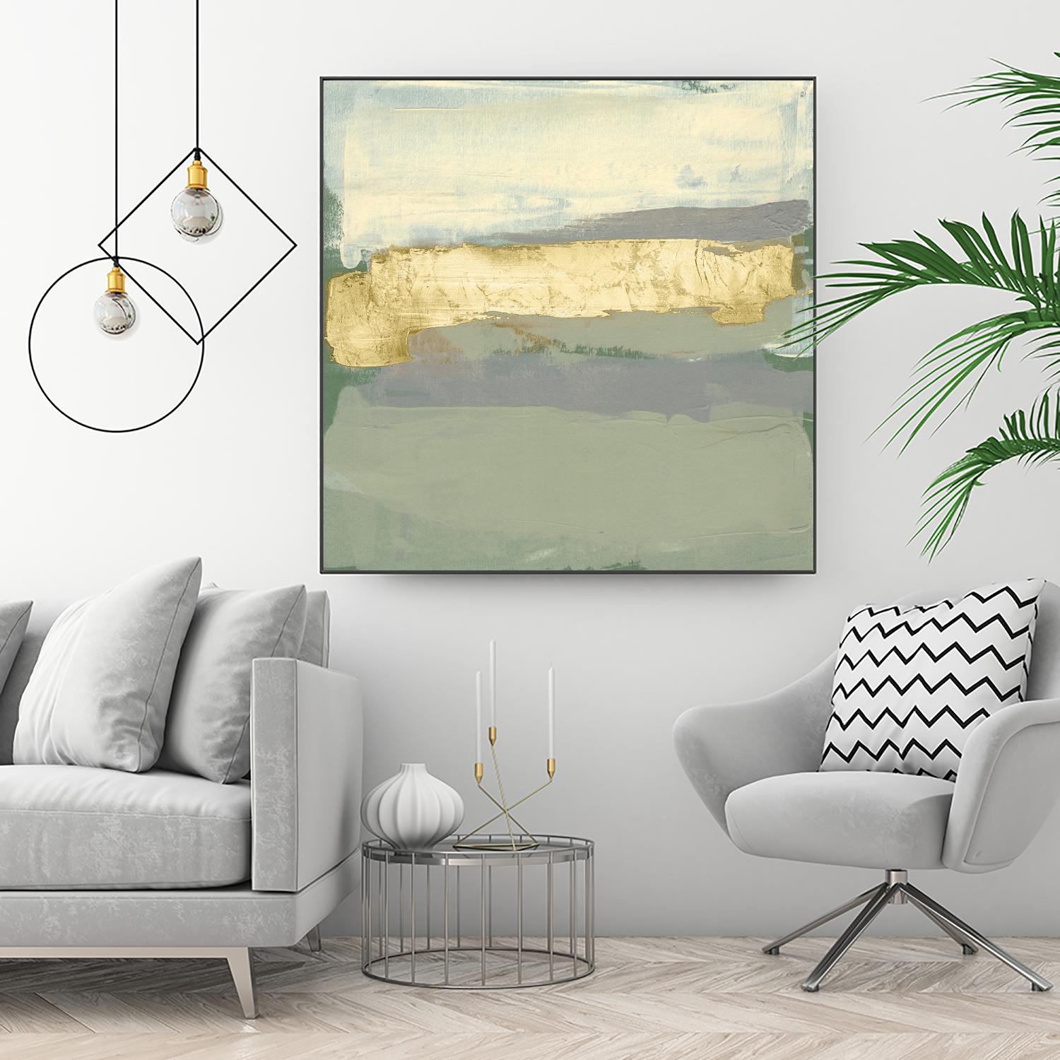 Sage & Gold Swipe I by Jennifer Goldberger on GIANT ART - gold abstract abstract