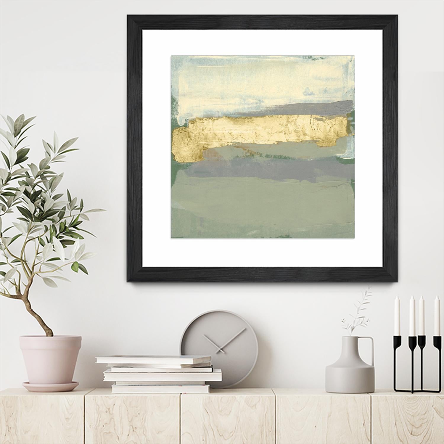 Sage & Gold Swipe I by Jennifer Goldberger on GIANT ART - gold abstract abstract