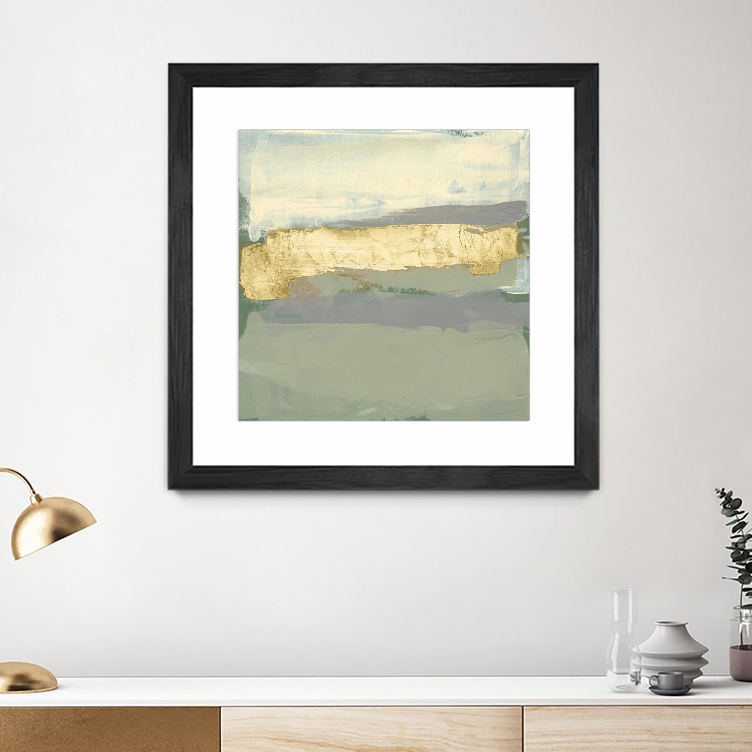 Sage & Gold Swipe I by Jennifer Goldberger on GIANT ART - gold abstract abstract