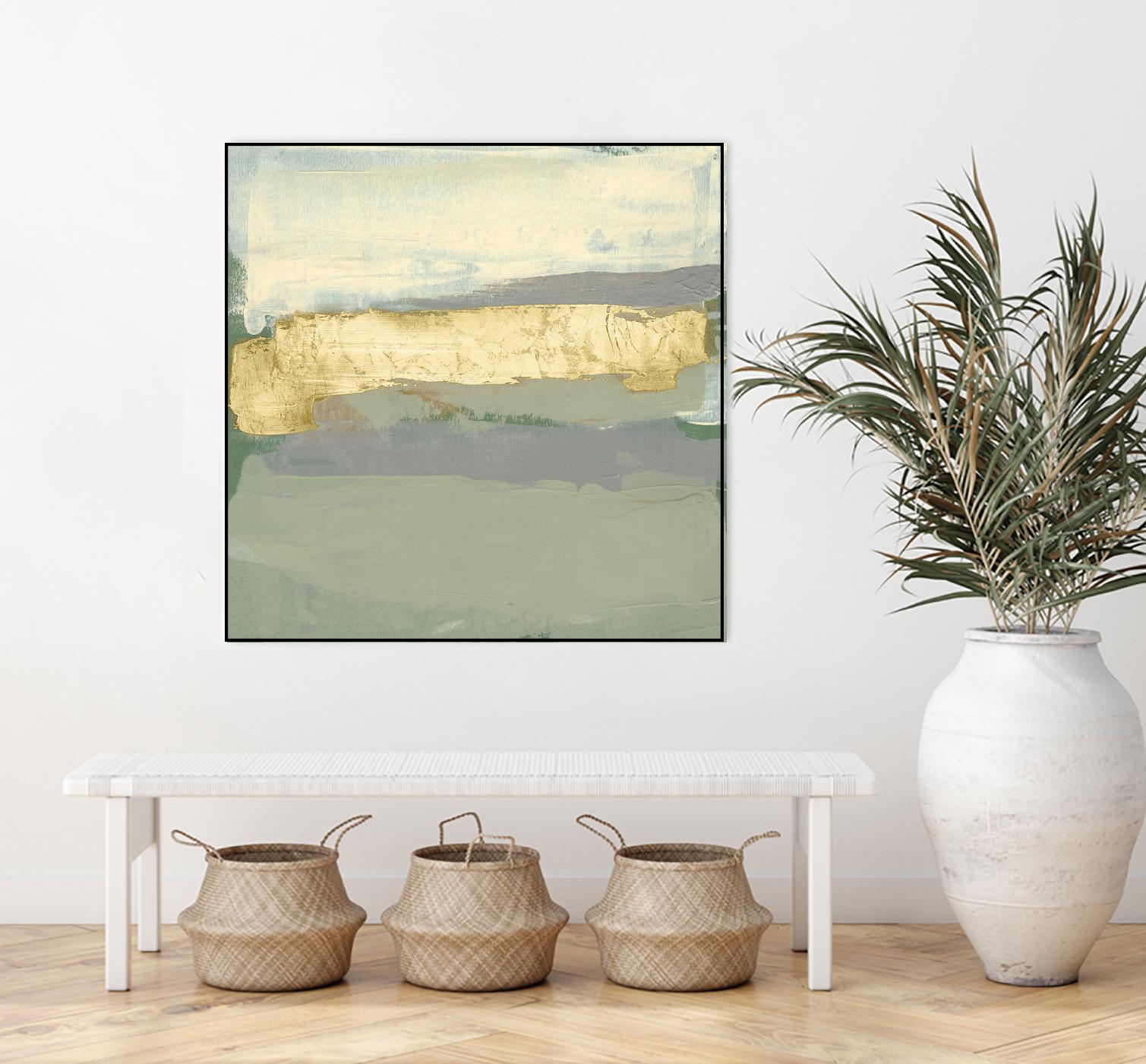 Sage & Gold Swipe I by Jennifer Goldberger on GIANT ART - gold abstract abstract