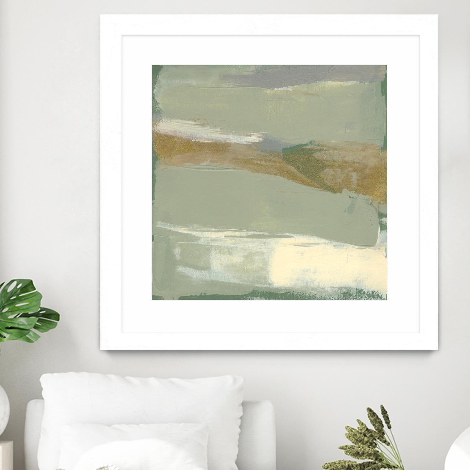 Sage & Gold Swipe III by Jennifer Goldberger on GIANT ART - green abstract abstract