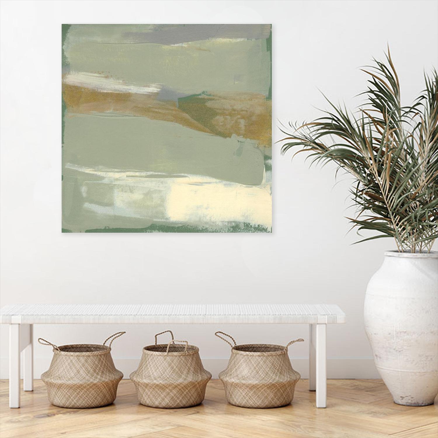 Sage & Gold Swipe III by Jennifer Goldberger on GIANT ART - green abstract abstract
