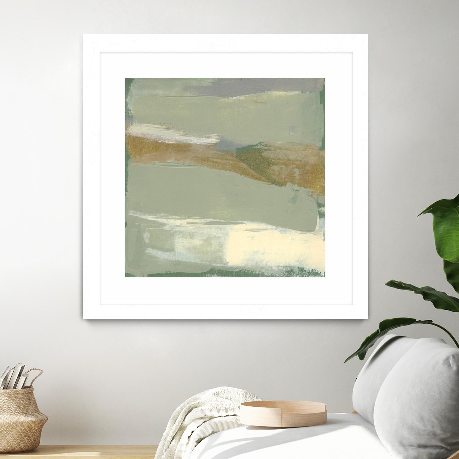 Sage & Gold Swipe III by Jennifer Goldberger on GIANT ART - green abstract abstract