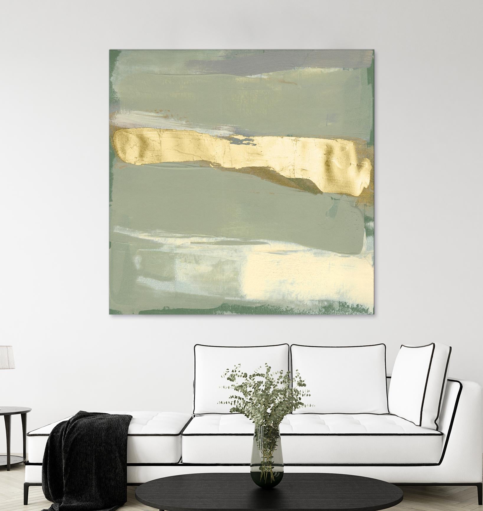 Sage & Gold Swipe III by Jennifer Goldberger on GIANT ART - gold abstract abstract