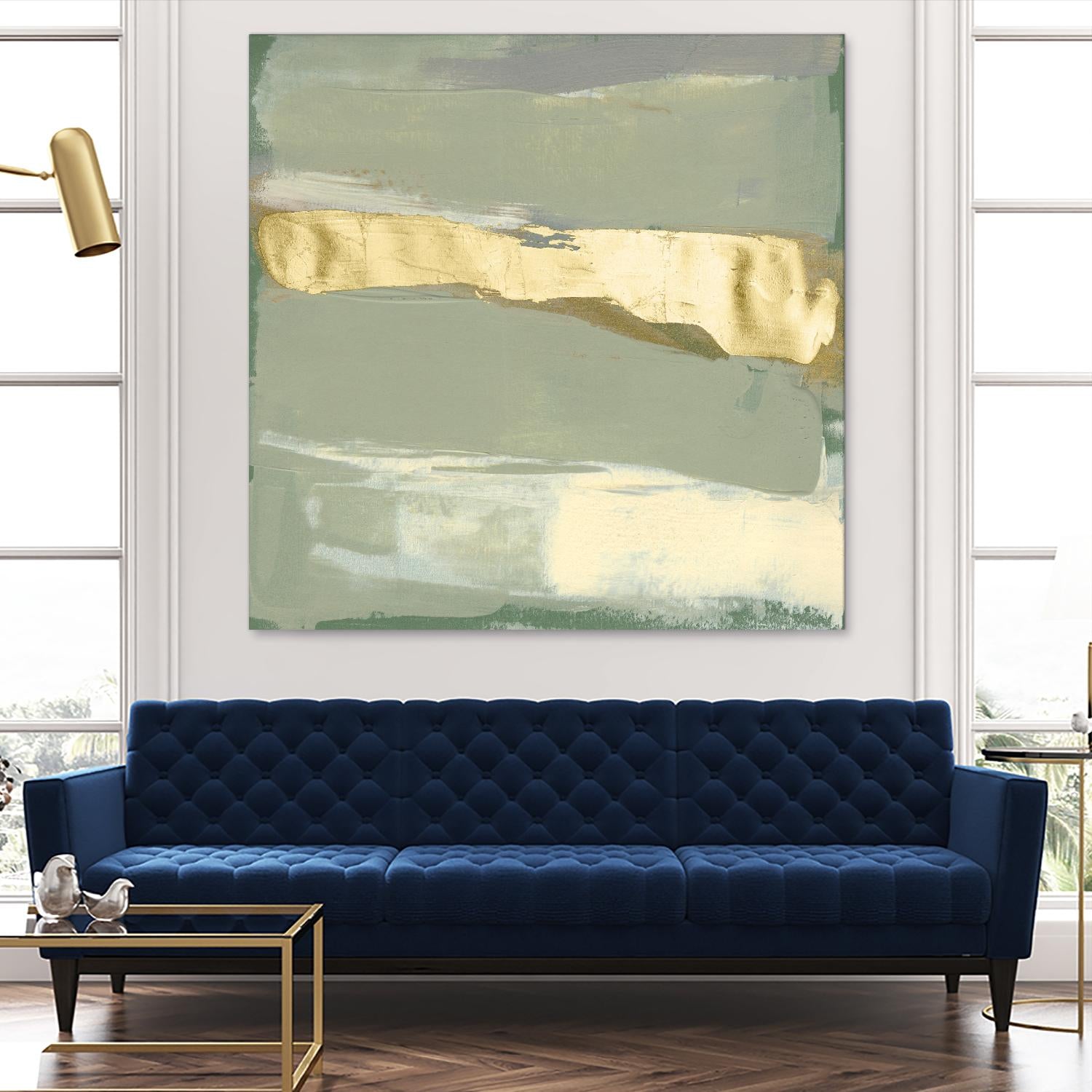 Sage & Gold Swipe III by Jennifer Goldberger on GIANT ART - gold abstract abstract