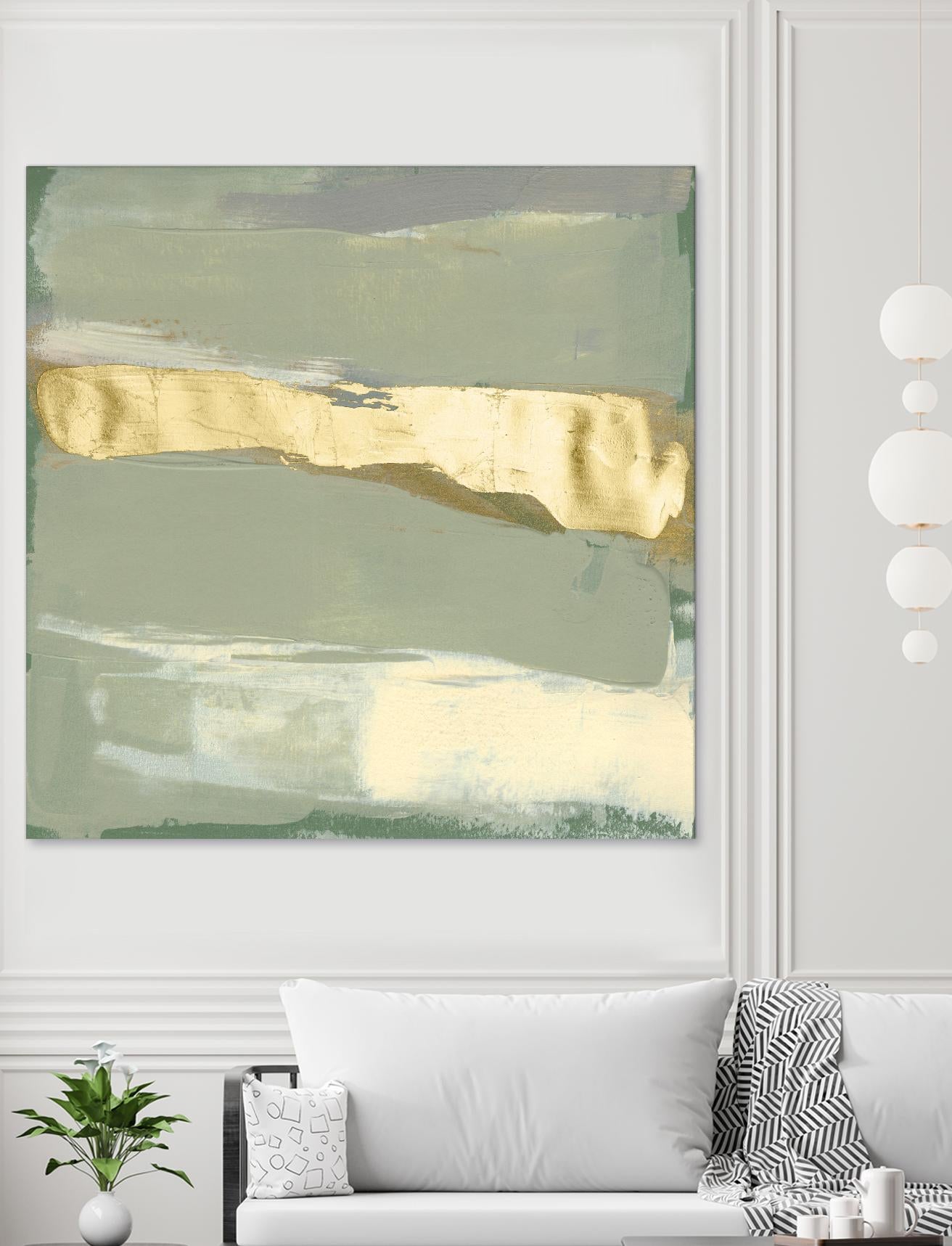 Sage & Gold Swipe III by Jennifer Goldberger on GIANT ART - gold abstract abstract