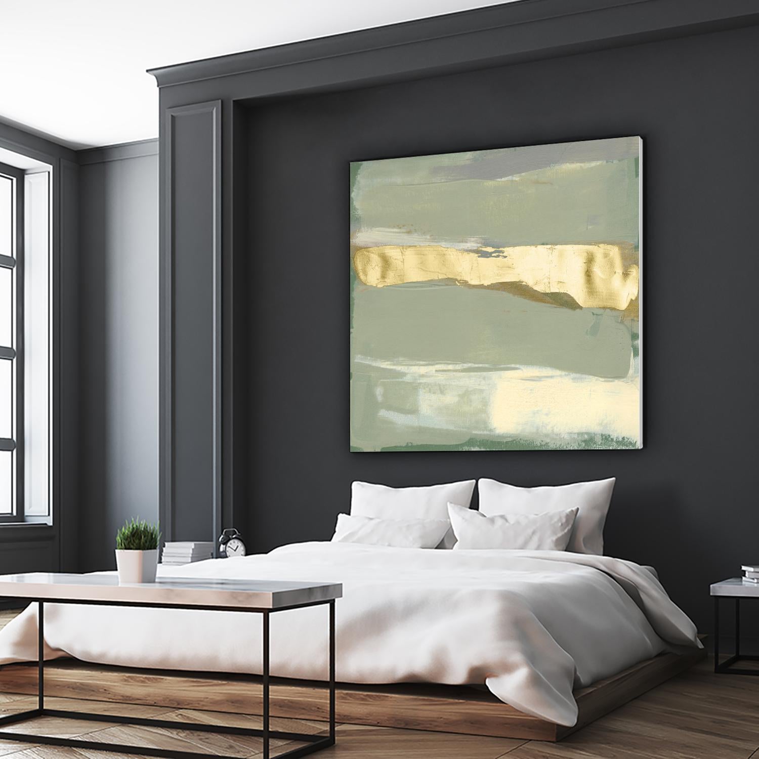 Sage & Gold Swipe III by Jennifer Goldberger on GIANT ART - gold abstract abstract