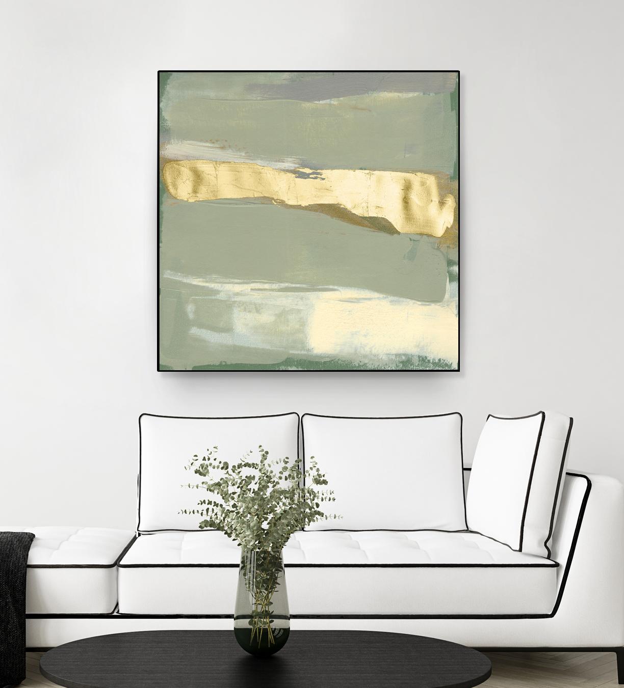 Sage & Gold Swipe III by Jennifer Goldberger on GIANT ART - gold abstract abstract
