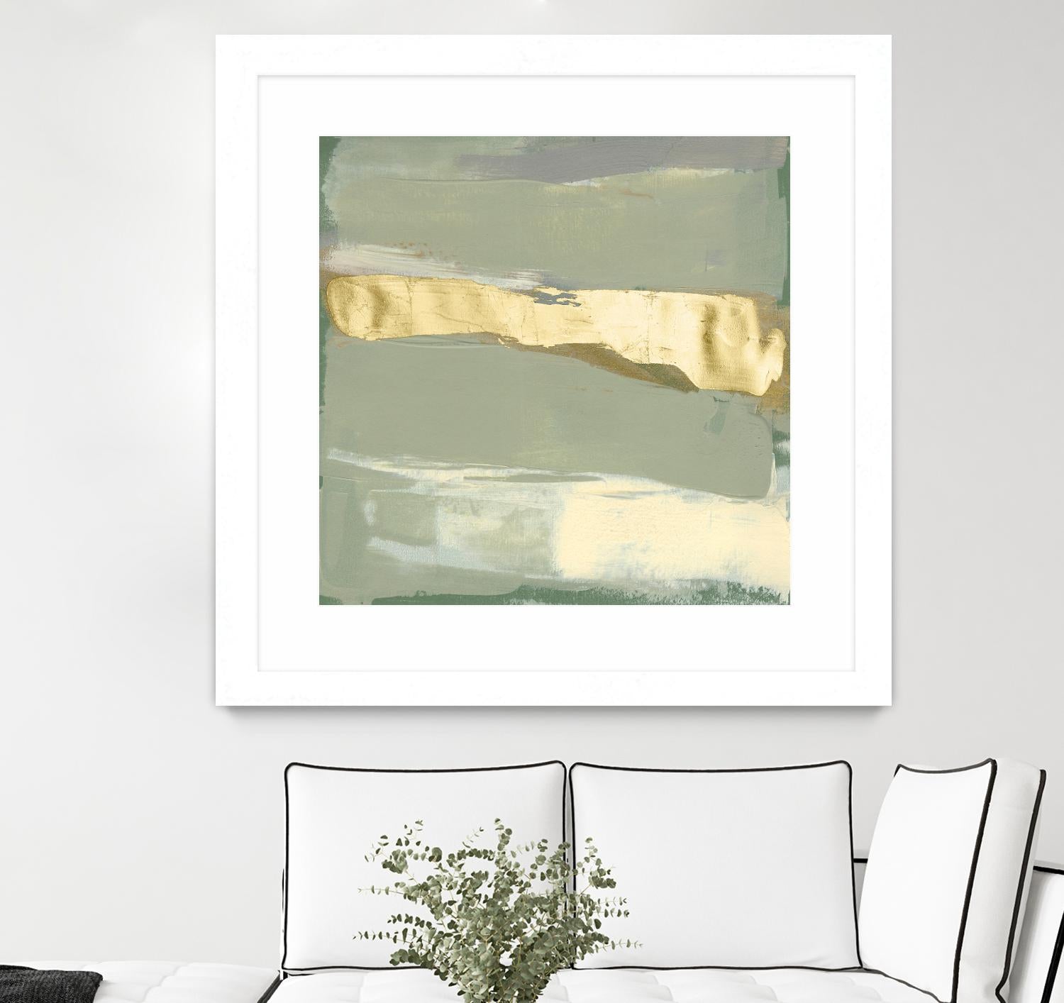 Sage & Gold Swipe III by Jennifer Goldberger on GIANT ART - gold abstract abstract