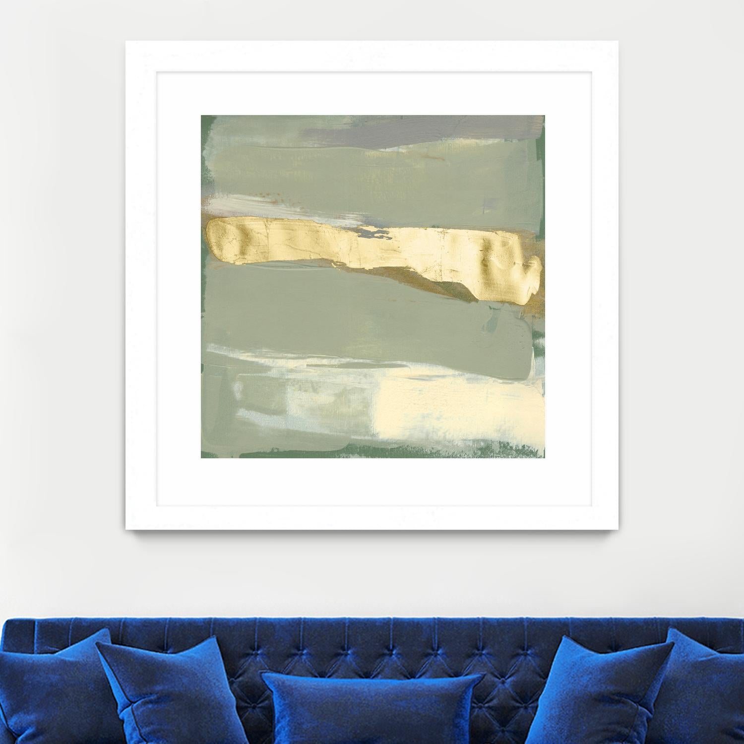 Sage & Gold Swipe III by Jennifer Goldberger on GIANT ART - gold abstract abstract