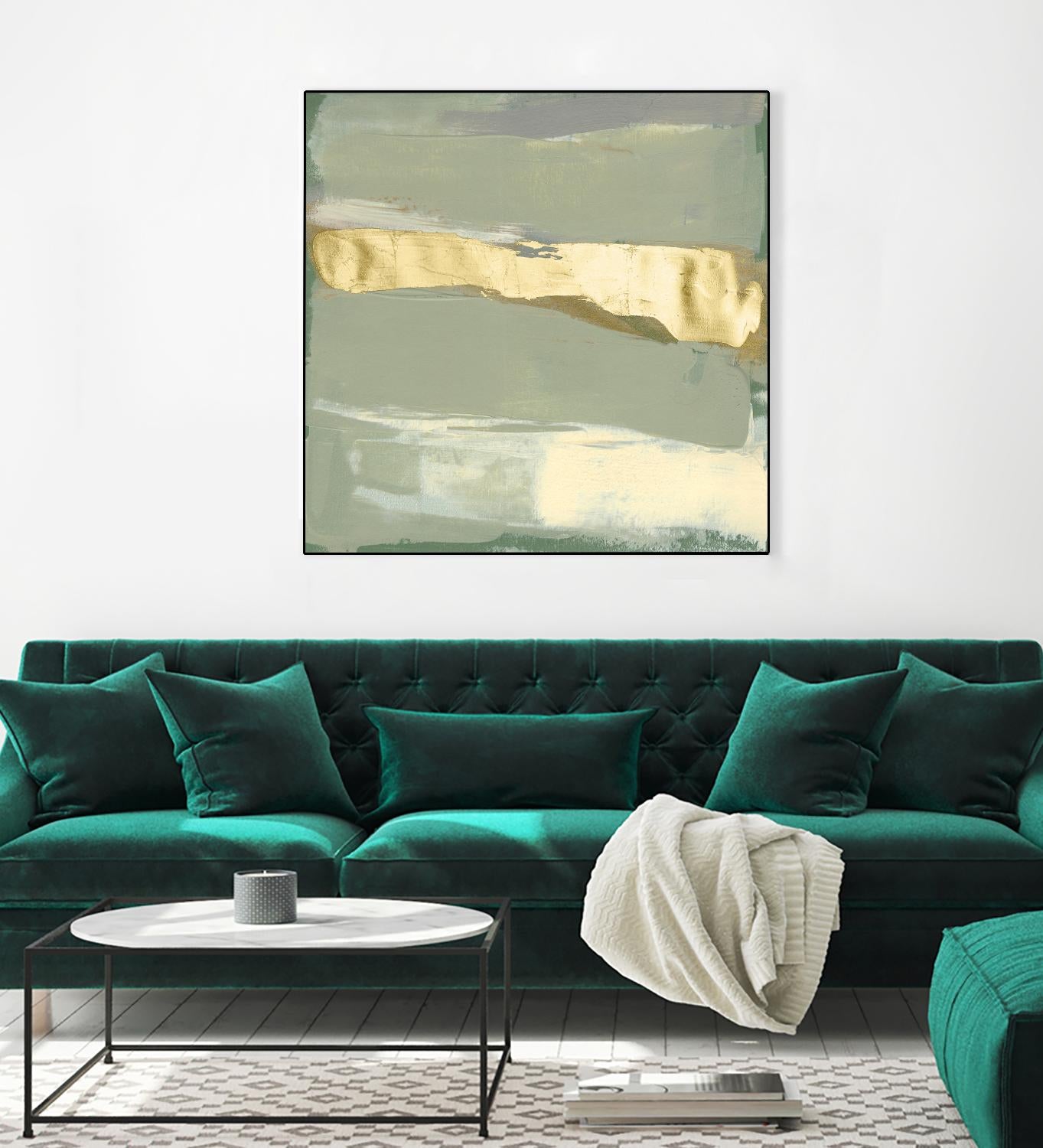 Sage & Gold Swipe III by Jennifer Goldberger on GIANT ART - gold abstract abstract