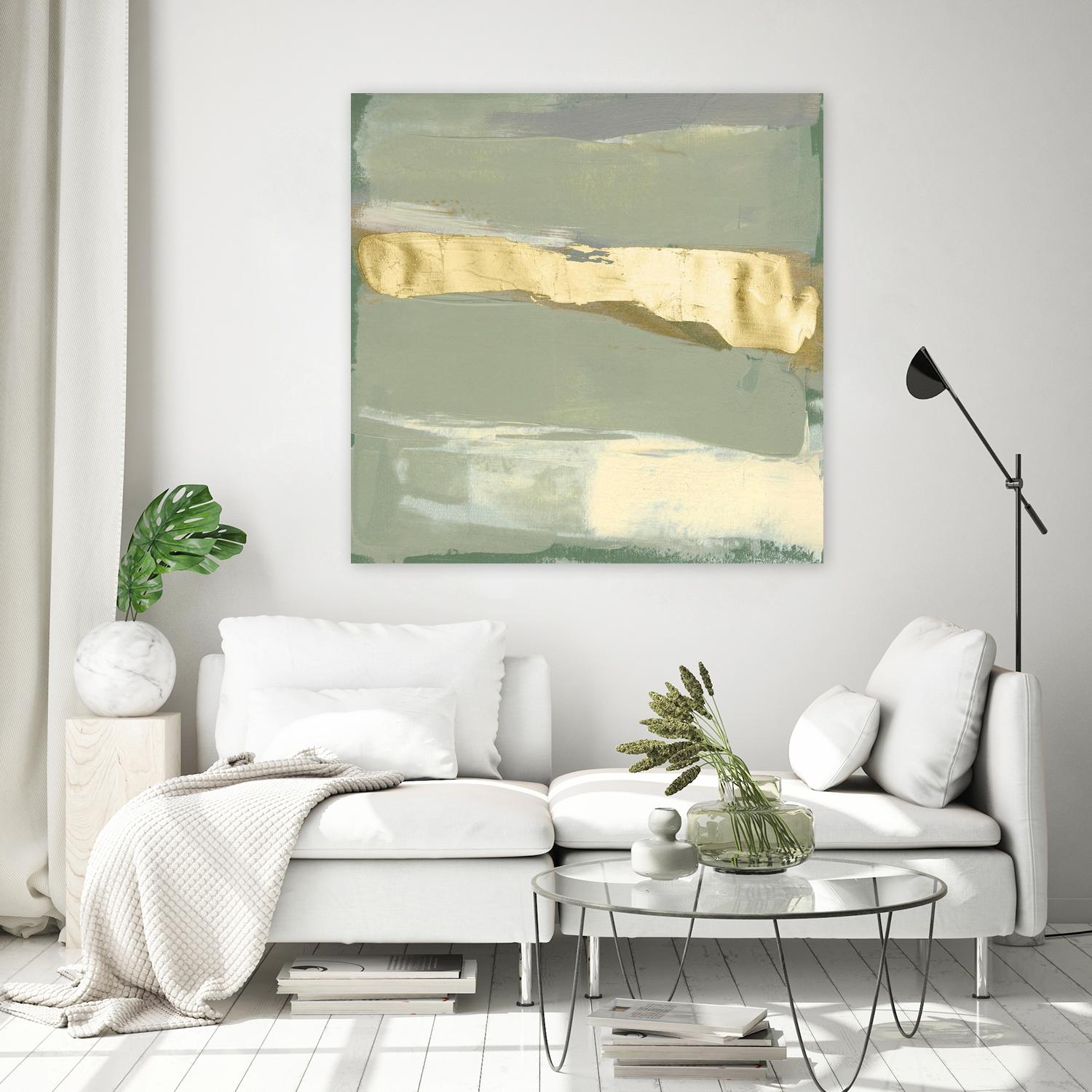 Sage & Gold Swipe III by Jennifer Goldberger on GIANT ART - gold abstract abstract