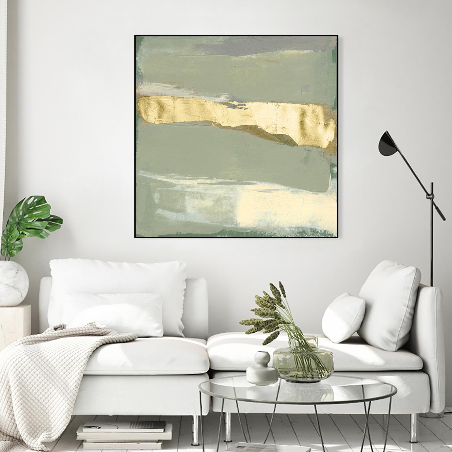 Sage & Gold Swipe III by Jennifer Goldberger on GIANT ART - gold abstract abstract