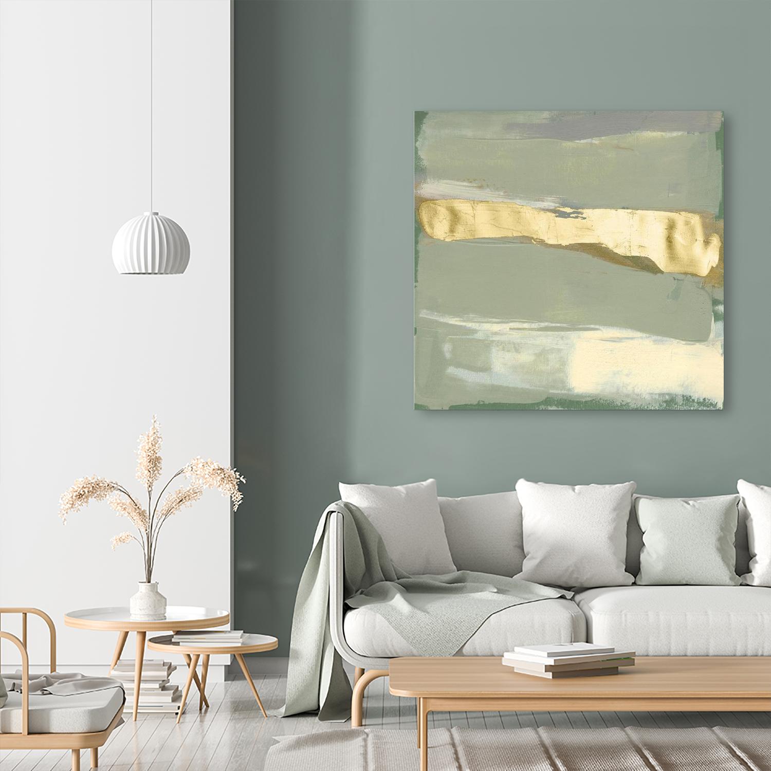 Sage & Gold Swipe III by Jennifer Goldberger on GIANT ART - gold abstract abstract
