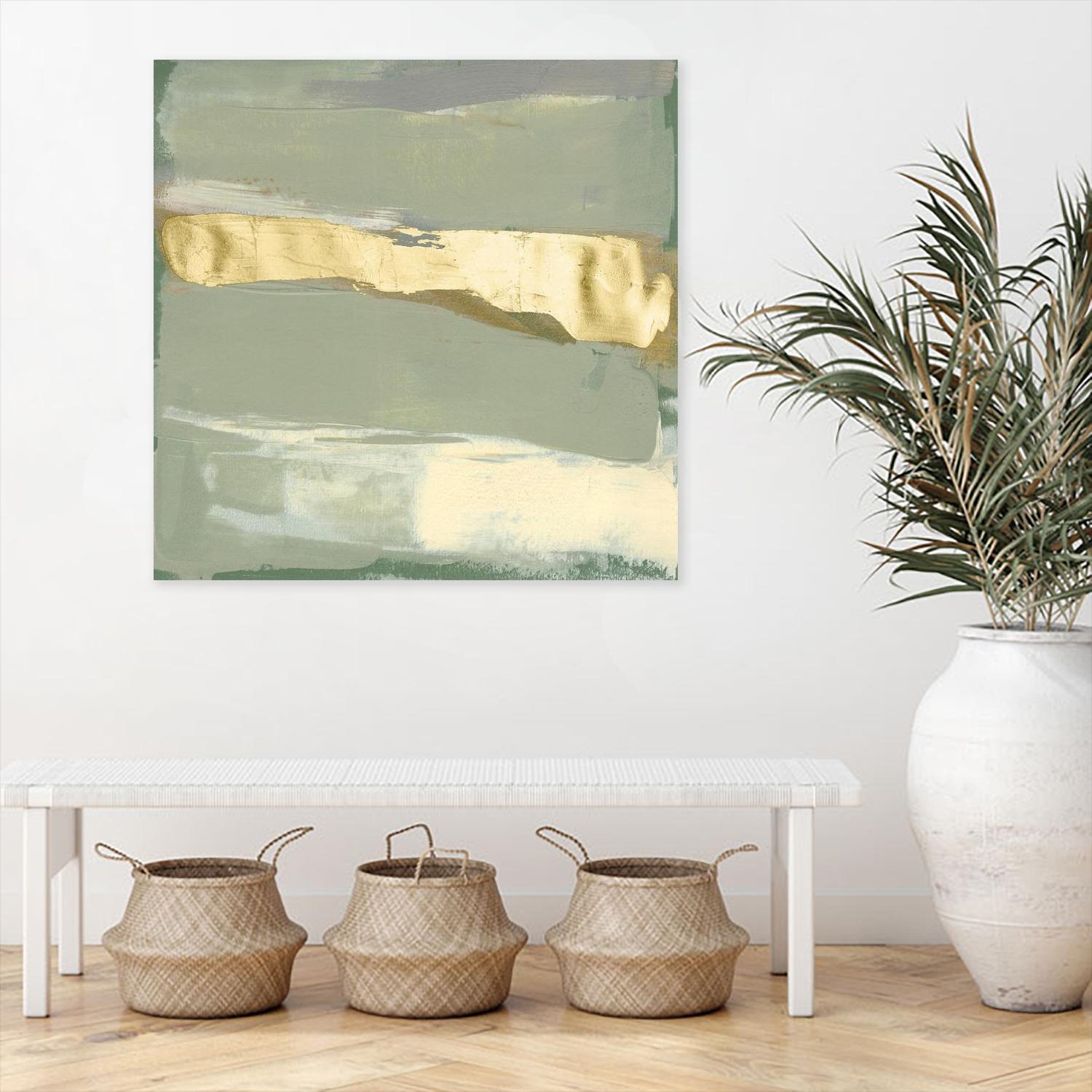 Sage & Gold Swipe III by Jennifer Goldberger on GIANT ART - gold abstract abstract